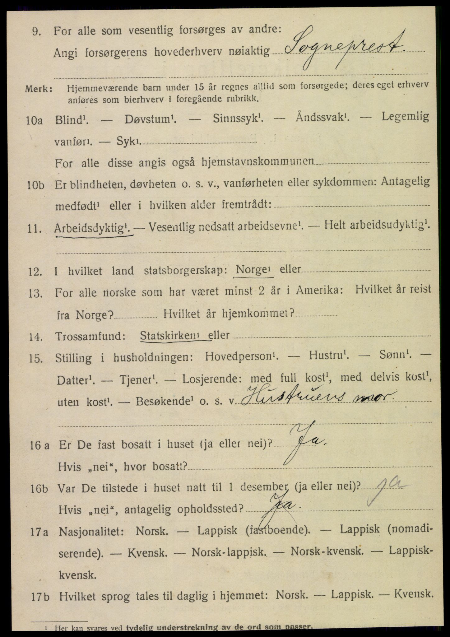 SAT, 1920 census for Vefsn, 1920, p. 6908