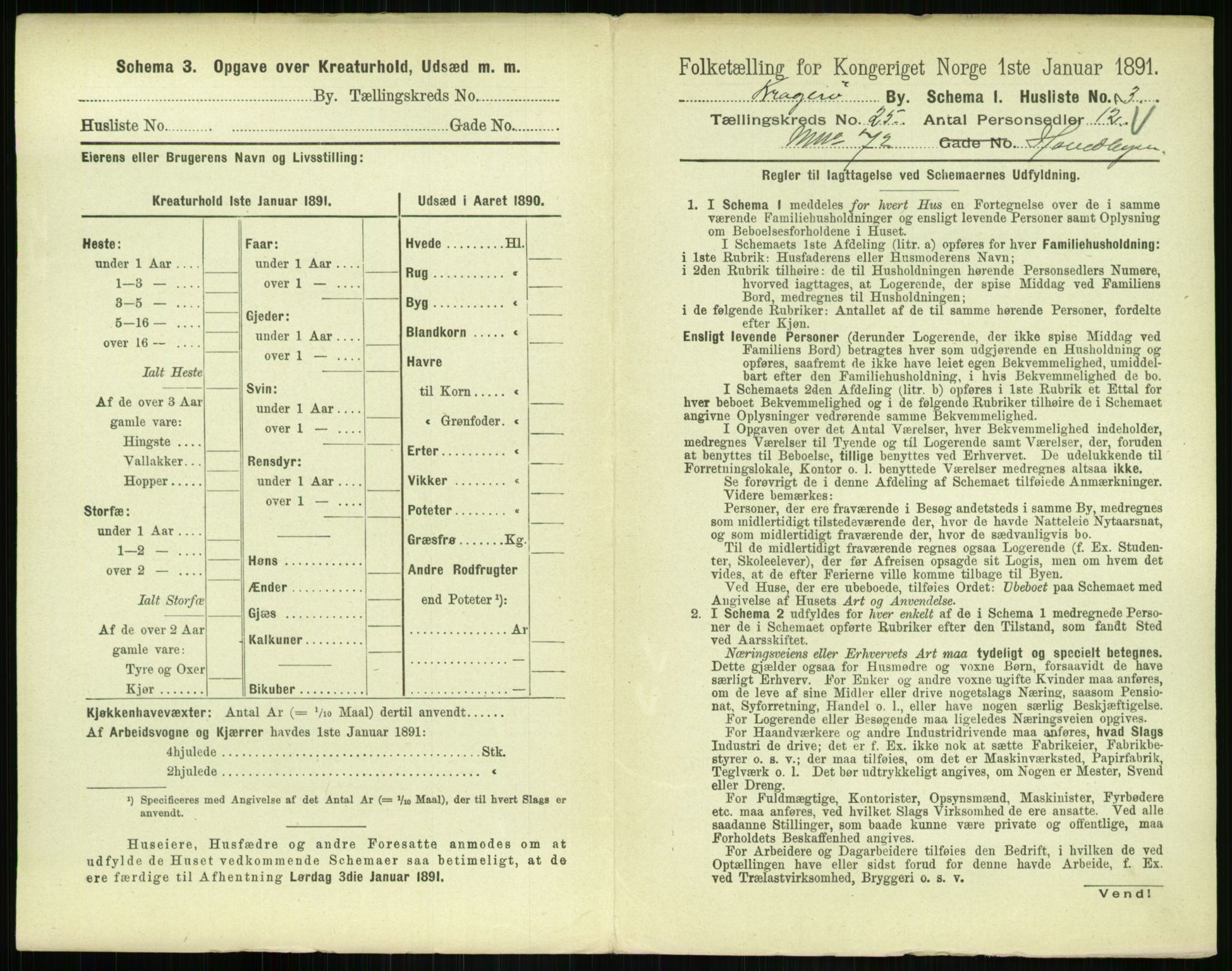 RA, 1891 census for 0801 Kragerø, 1891, p. 934