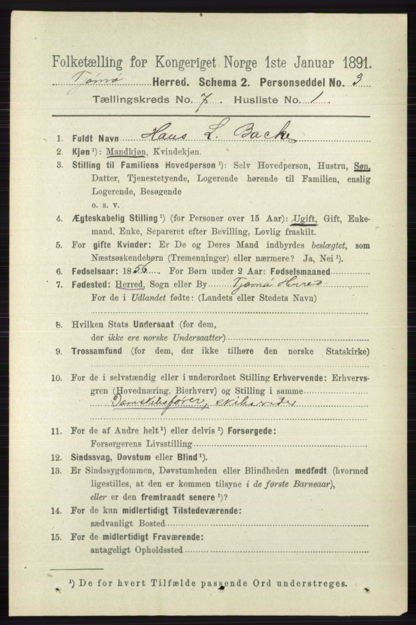 RA, 1891 census for 0723 Tjøme, 1891, p. 2462