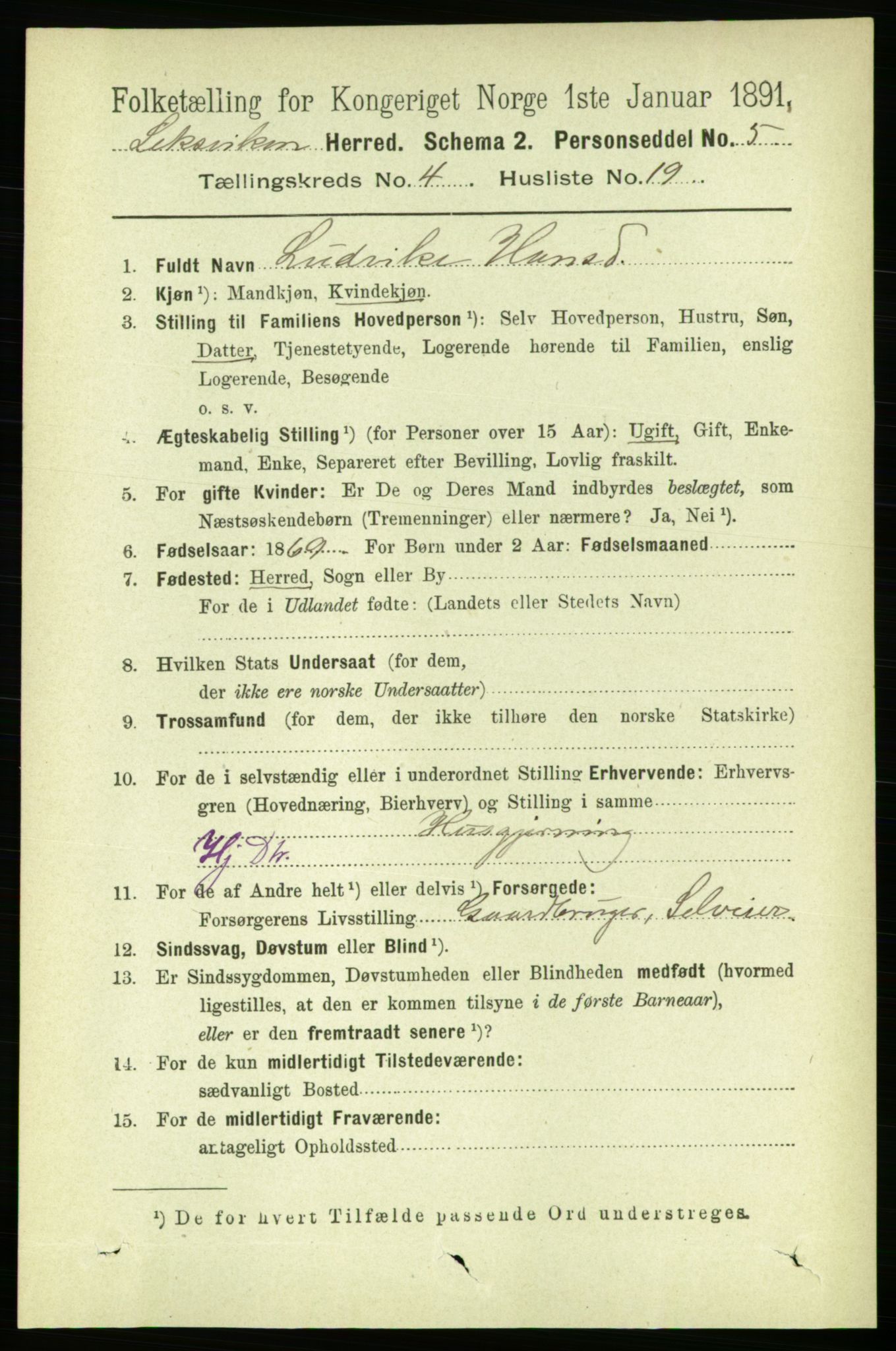 RA, 1891 census for 1718 Leksvik, 1891, p. 2033
