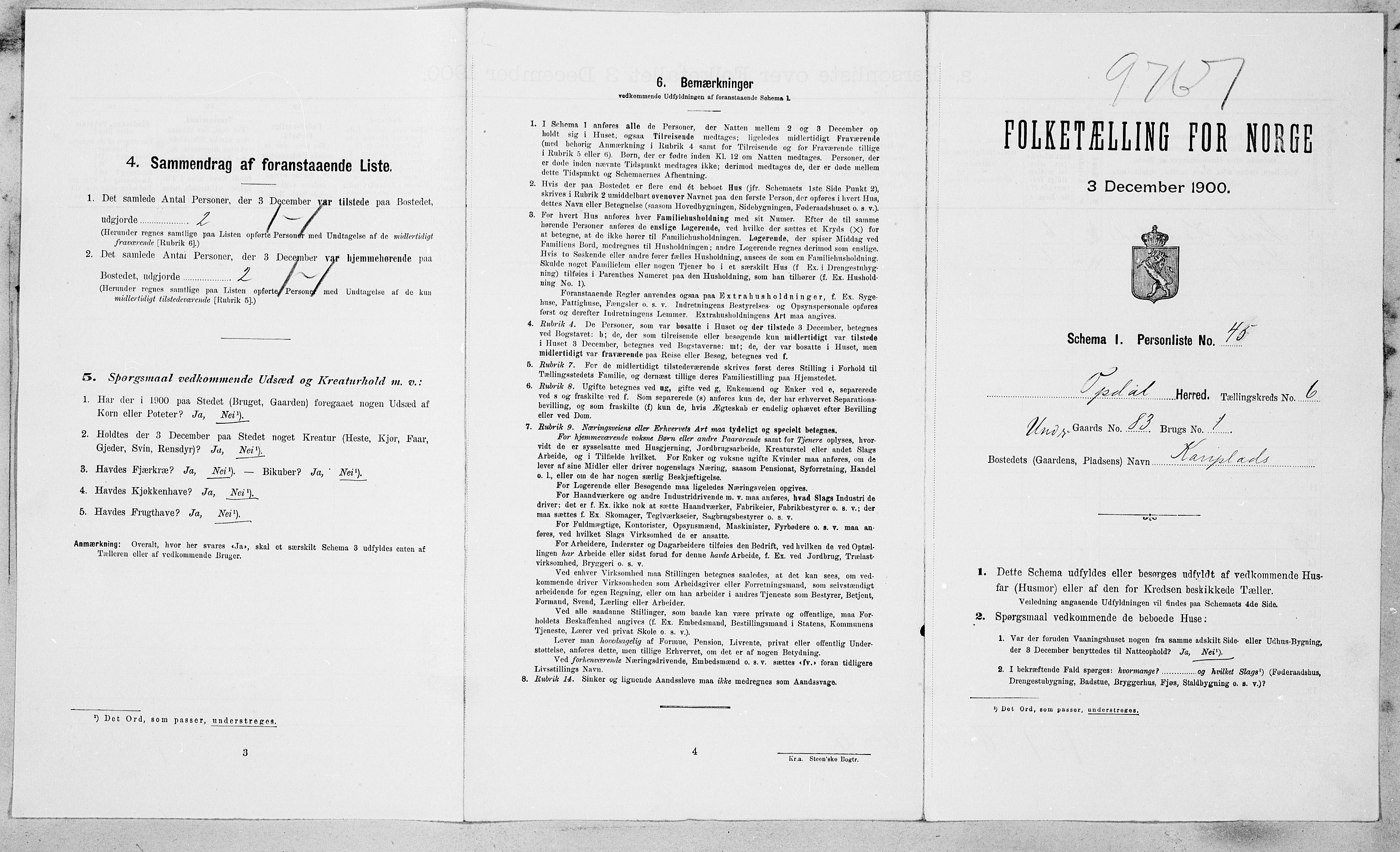 SAT, 1900 census for Oppdal, 1900, p. 660