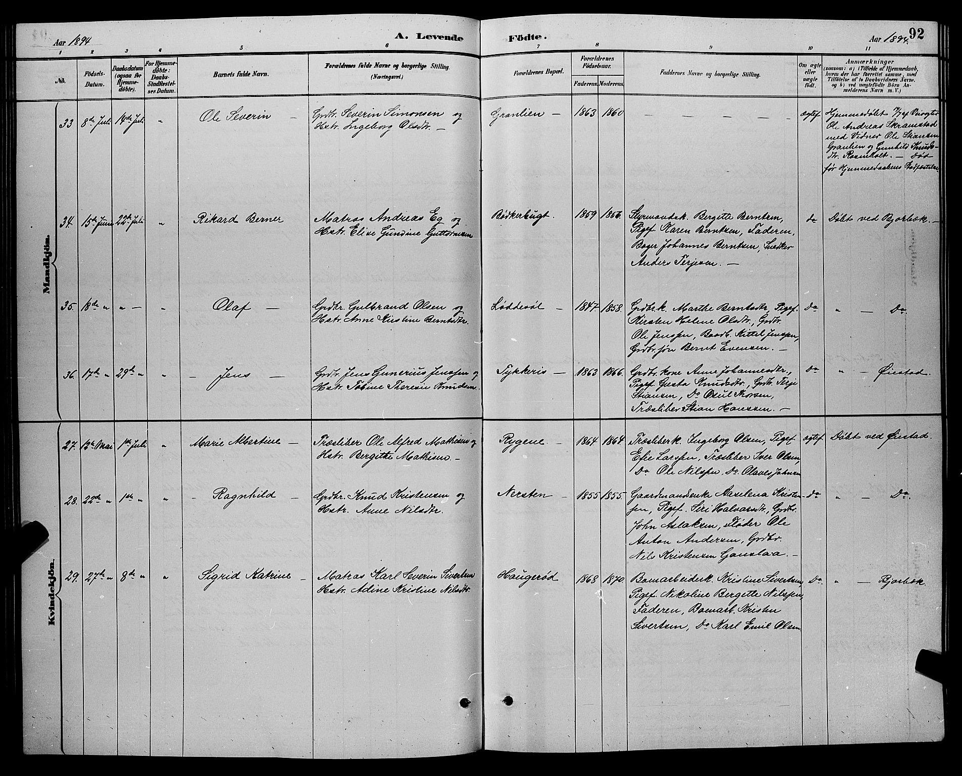 Øyestad sokneprestkontor, AV/SAK-1111-0049/F/Fb/L0009: Parish register (copy) no. B 9, 1886-1896, p. 92