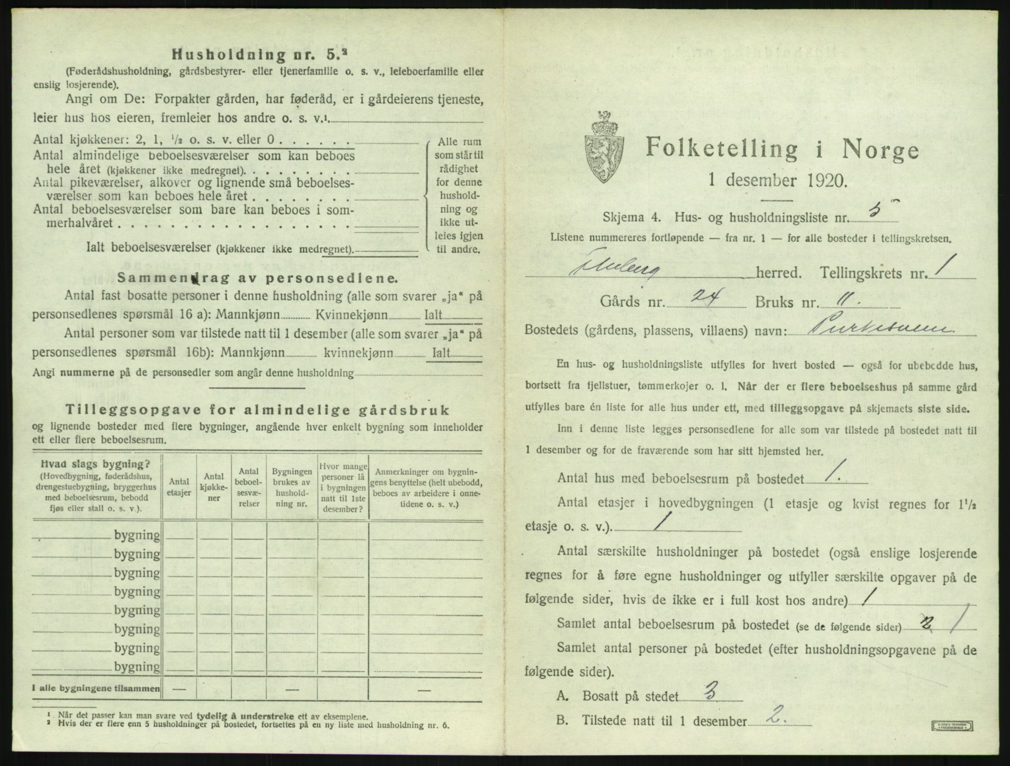 SAH, 1920 census for Fluberg, 1920, p. 40