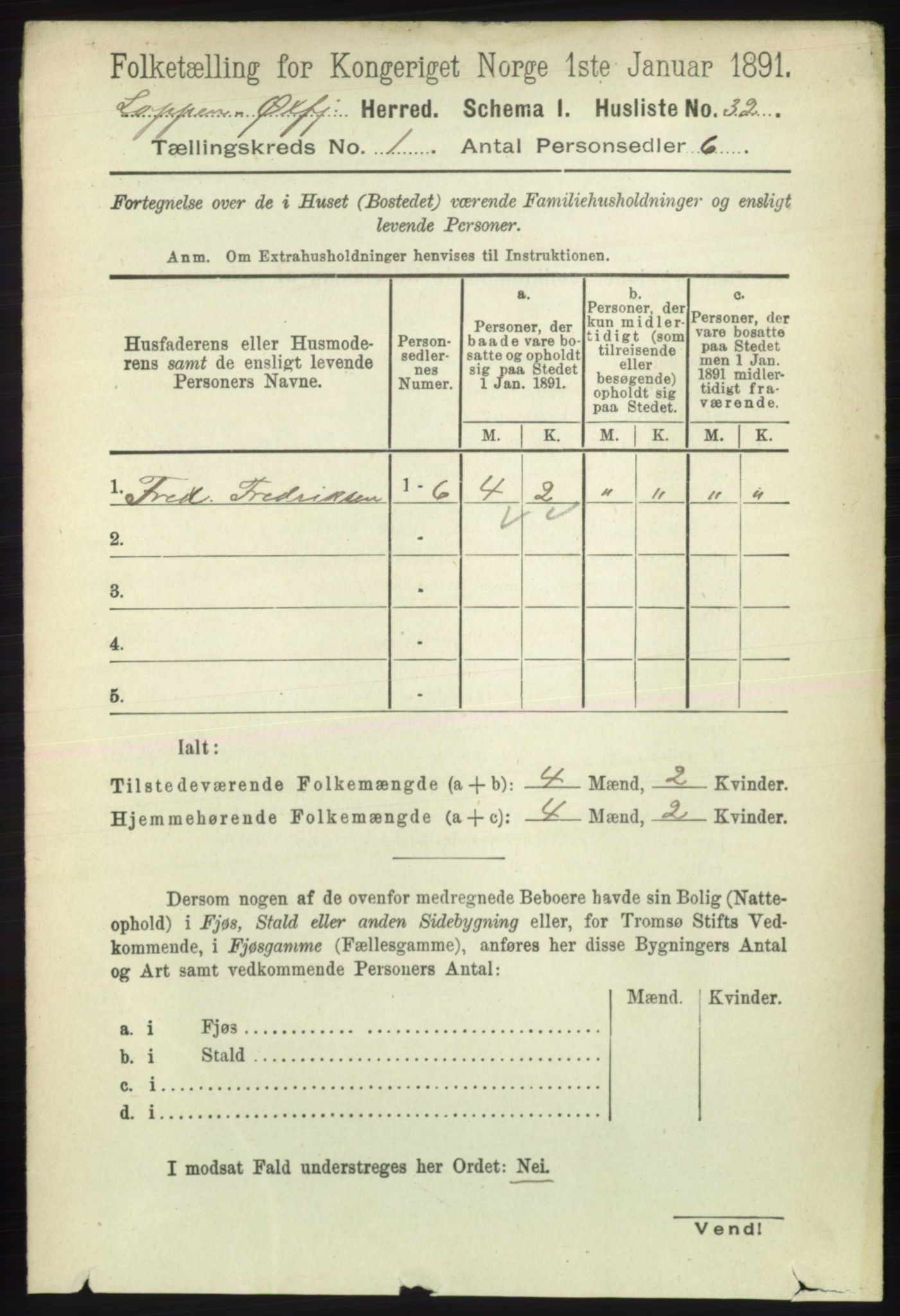 RA, 1891 census for 2014 Loppa, 1891, p. 50