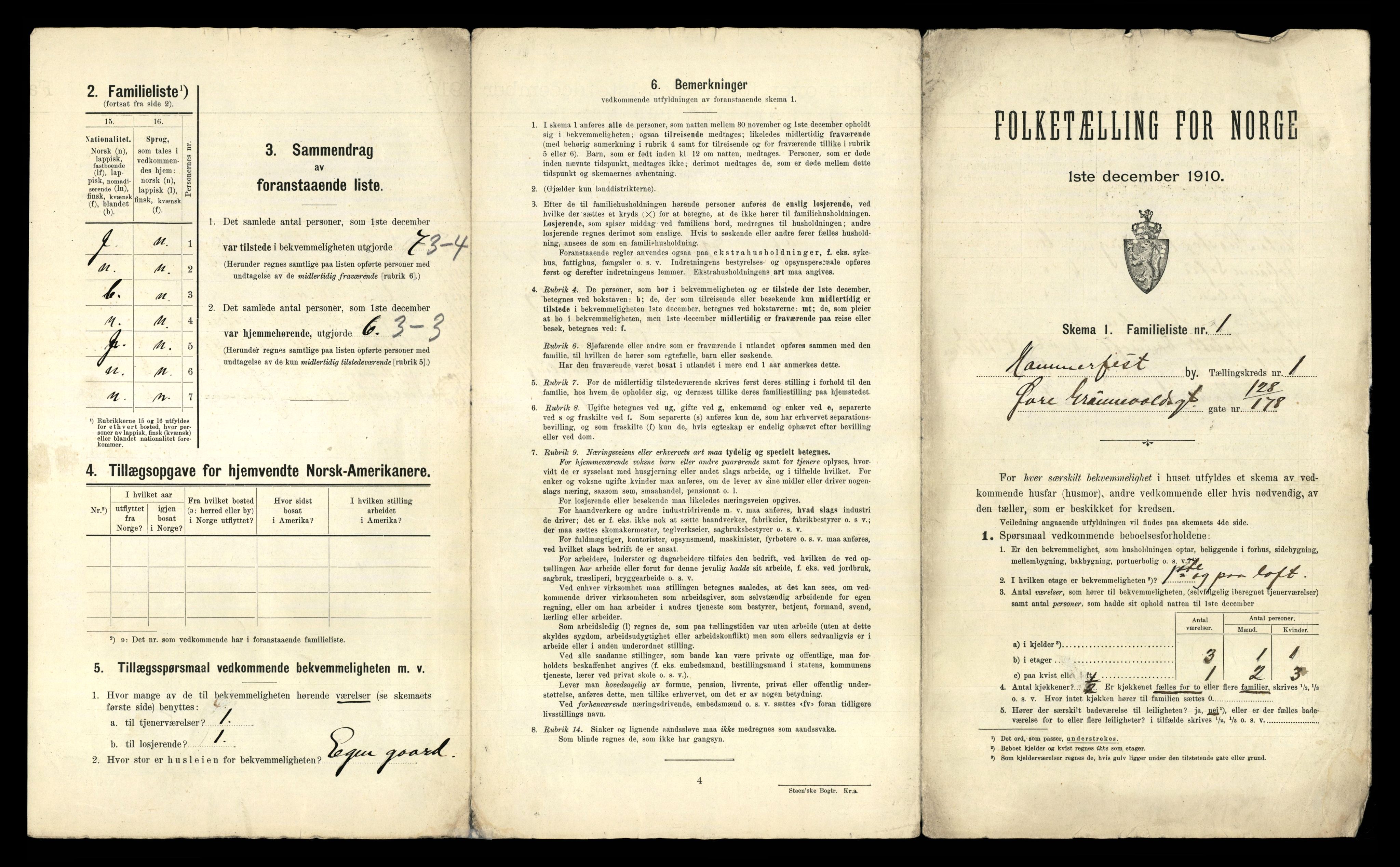 RA, 1910 census for Hammerfest, 1910, p. 26