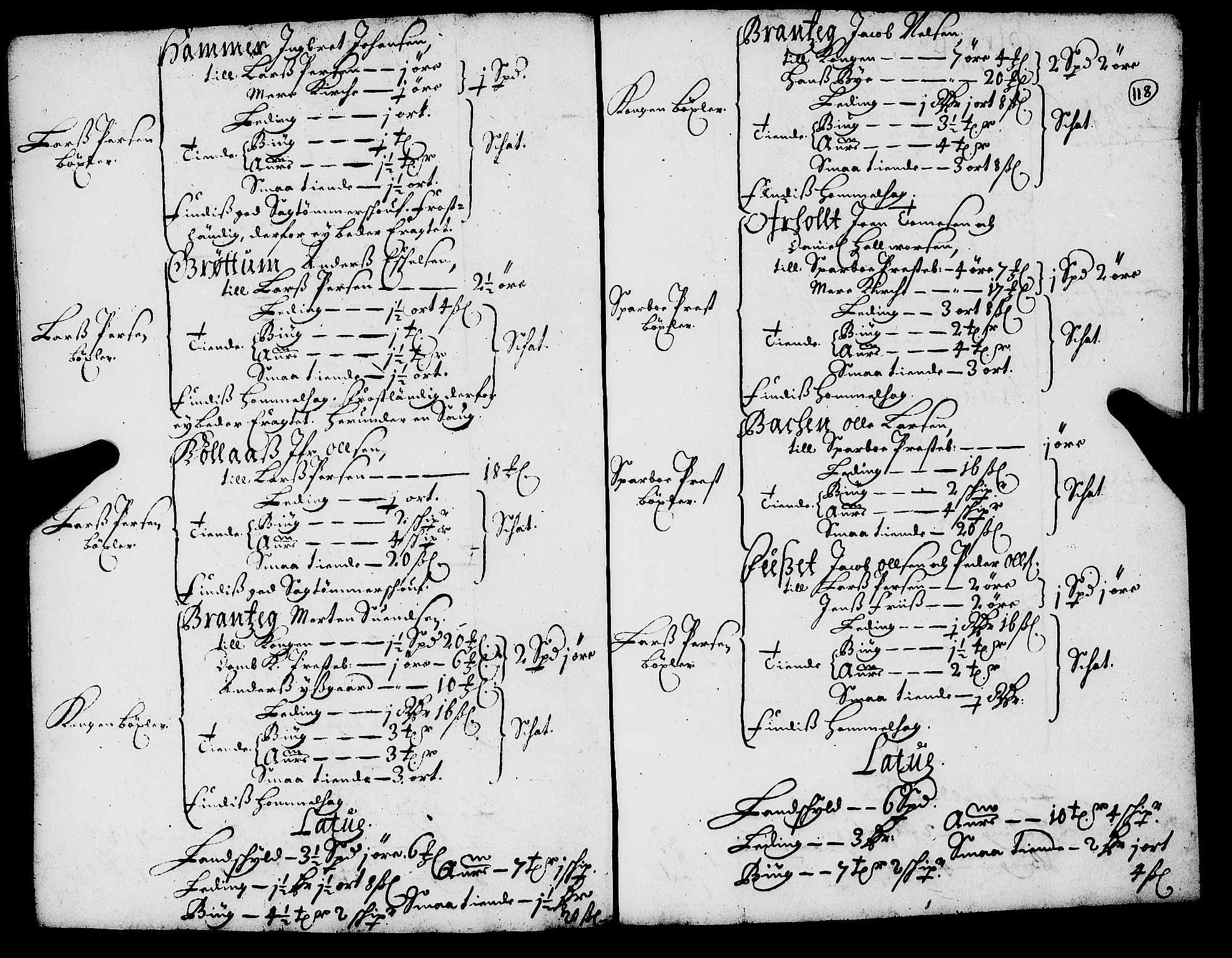 Rentekammeret inntil 1814, Realistisk ordnet avdeling, AV/RA-EA-4070/N/Nb/Nba/L0055: Inderøy len, 1668, p. 117b-118a