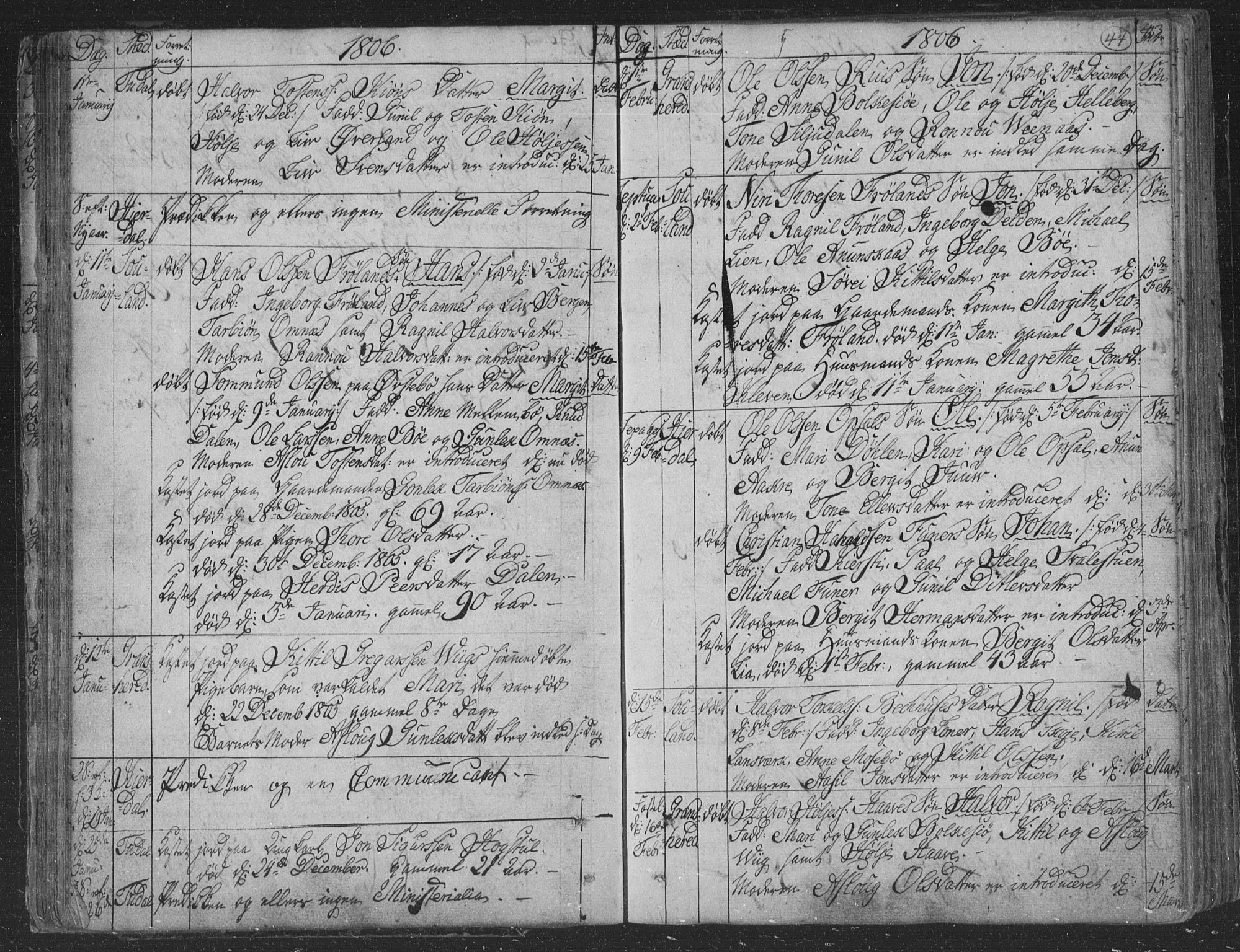 Hjartdal kirkebøker, AV/SAKO-A-270/F/Fa/L0006: Parish register (official) no. I 6, 1801-1814, p. 44