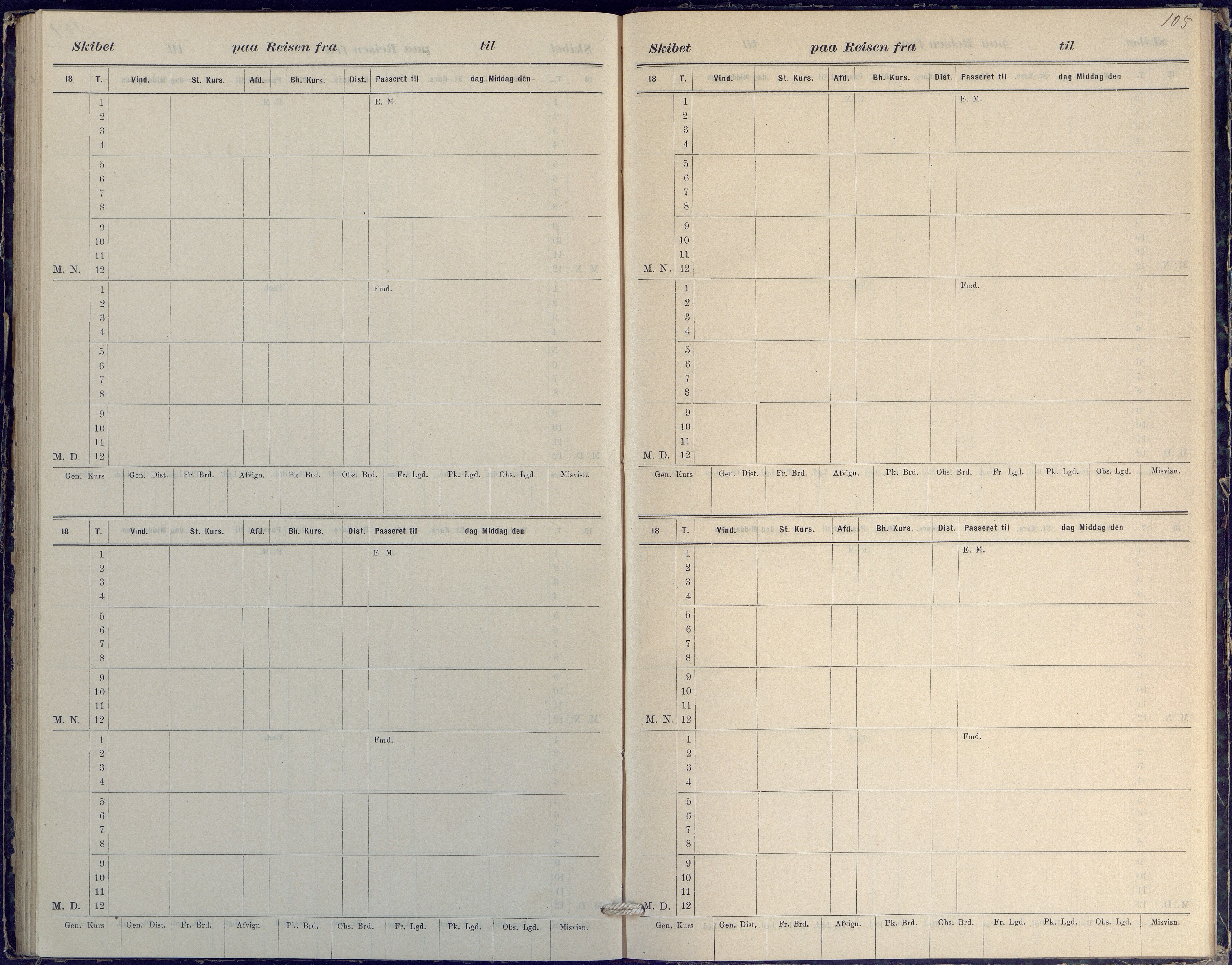 Fartøysarkivet, AAKS/PA-1934/F/L0186/0003: Jotun (bark) / Skipsjournal Jotun 1882-1884, 1882-1884, p. 105