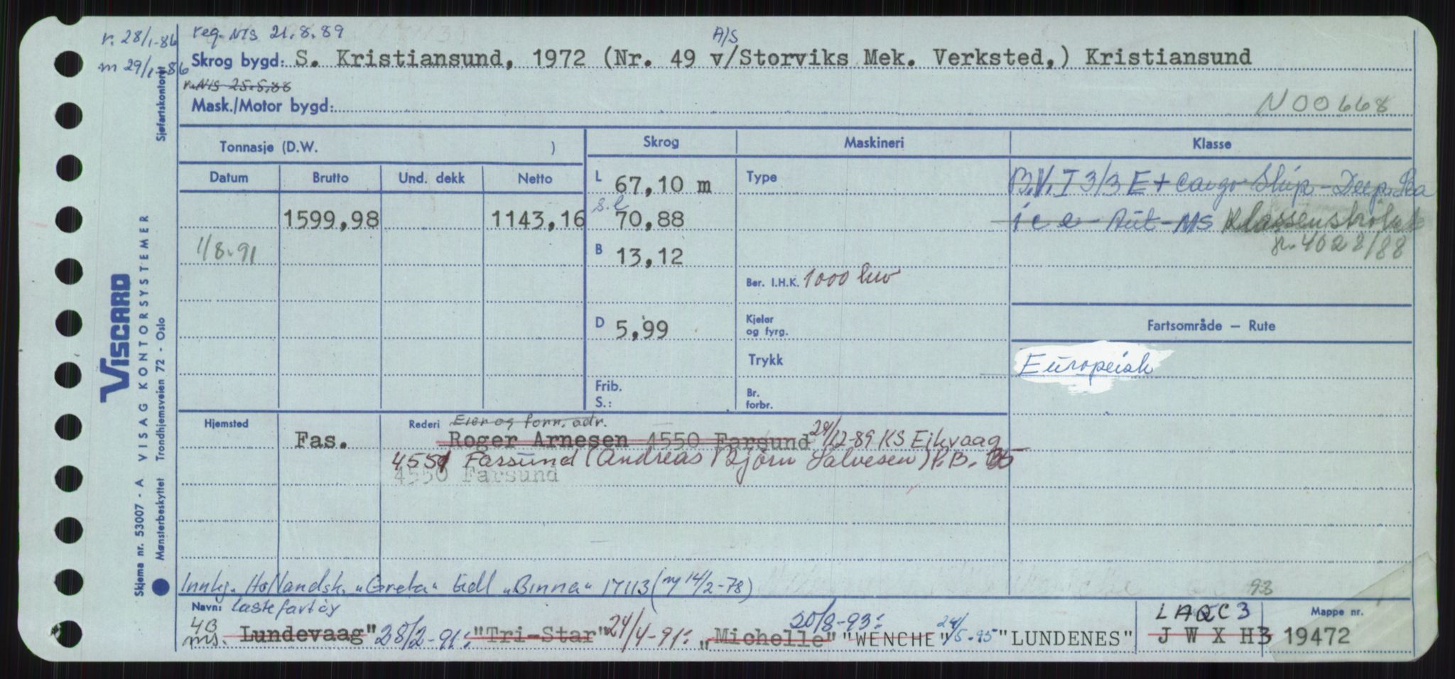 Sjøfartsdirektoratet med forløpere, Skipsmålingen, RA/S-1627/H/Ha/L0003/0002: Fartøy, Hilm-Mar / Fartøy, Kom-Mar, p. 665