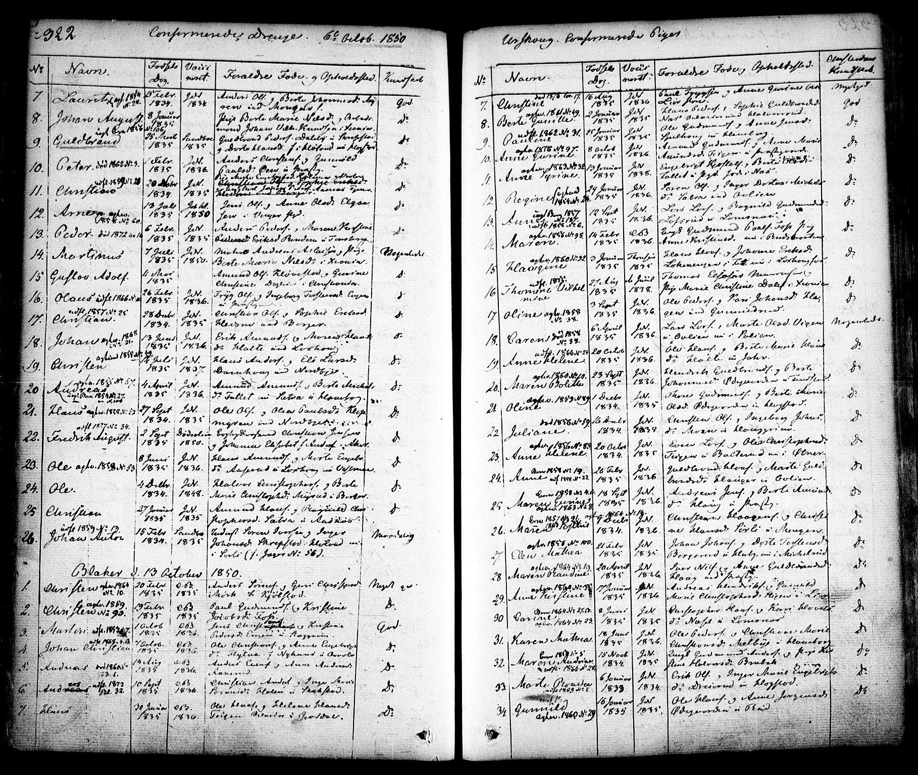 Aurskog prestekontor Kirkebøker, SAO/A-10304a/F/Fa/L0006: Parish register (official) no. I 6, 1829-1853, p. 322