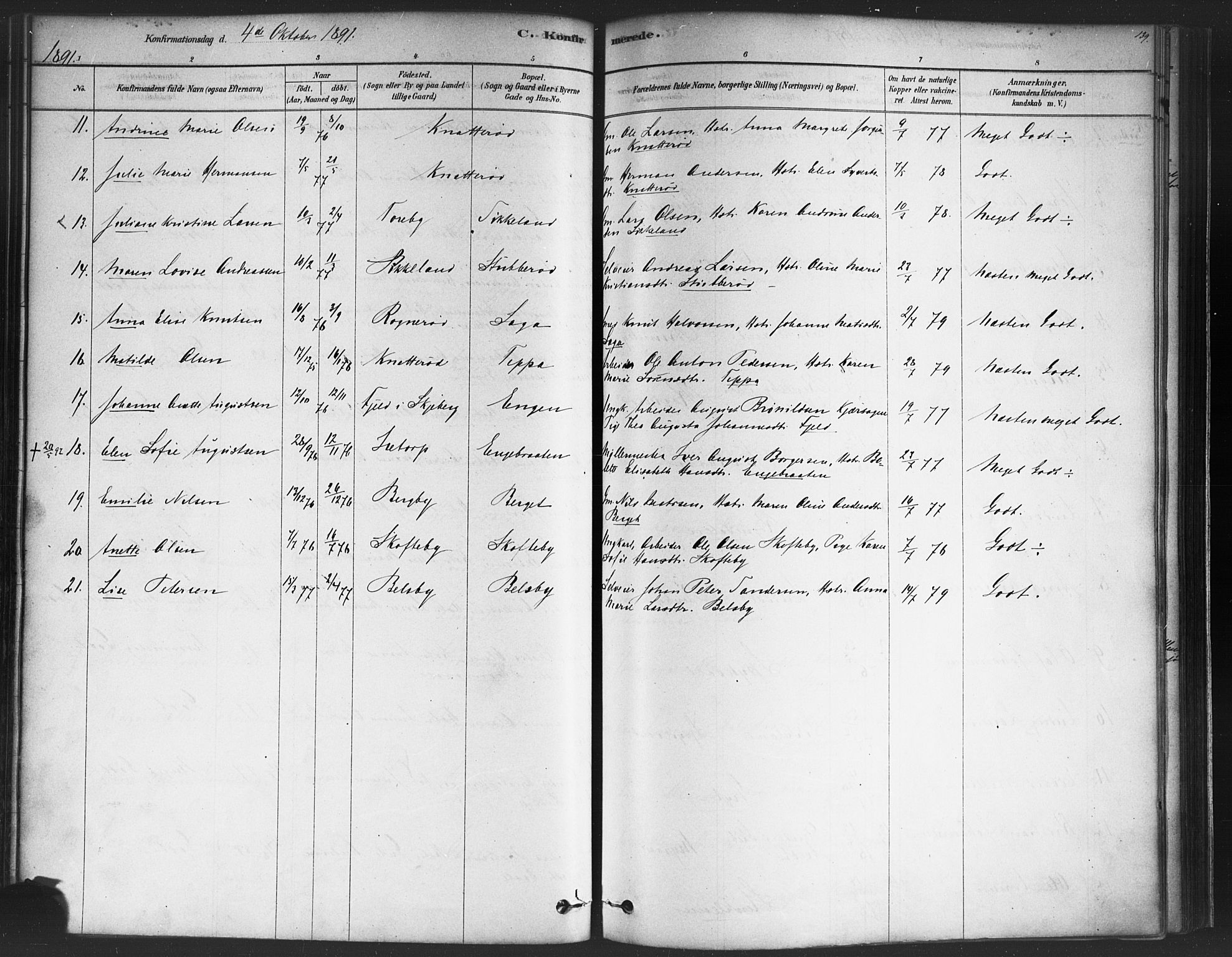 Varteig prestekontor Kirkebøker, SAO/A-10447a/F/Fa/L0002: Parish register (official) no. 2, 1878-1899, p. 139