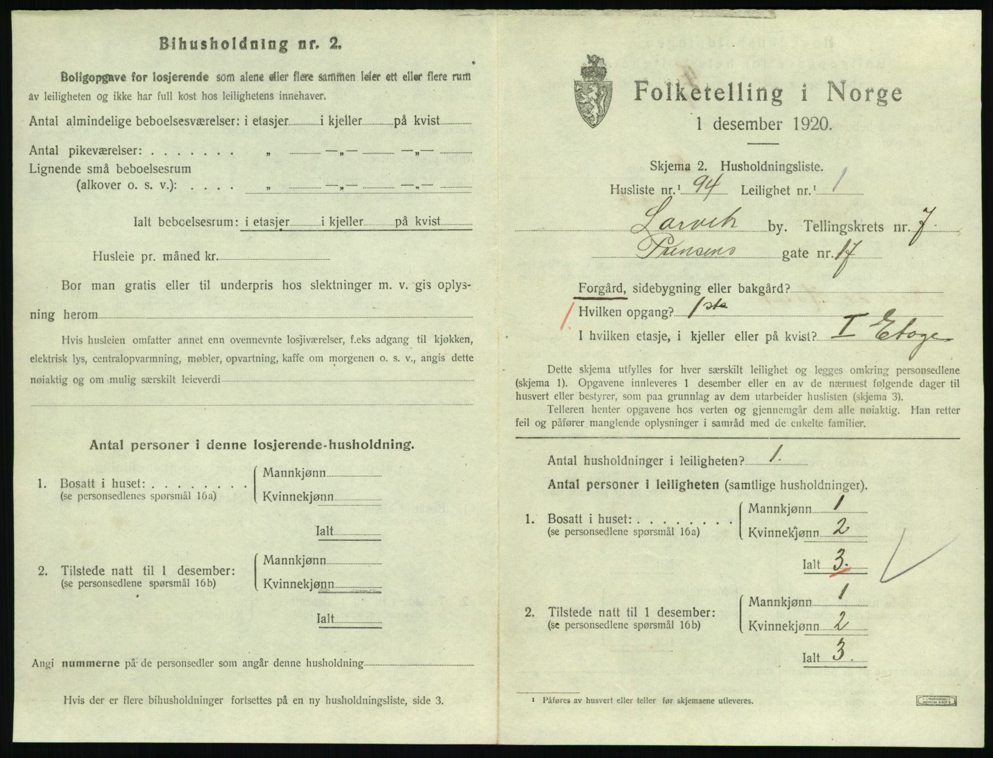 SAKO, 1920 census for Larvik, 1920, p. 6368