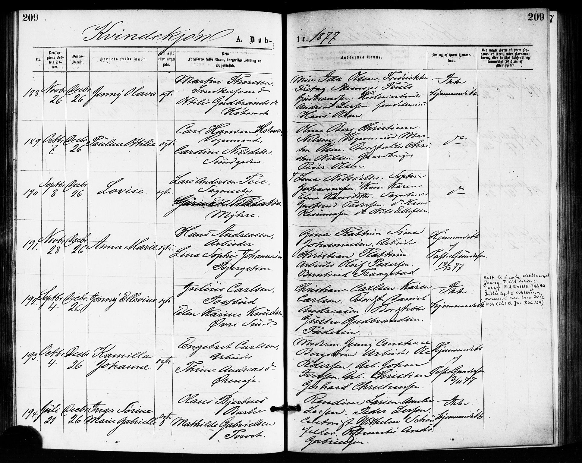 Bragernes kirkebøker, AV/SAKO-A-6/F/Fb/L0005: Parish register (official) no. II 5, 1875-1877, p. 209