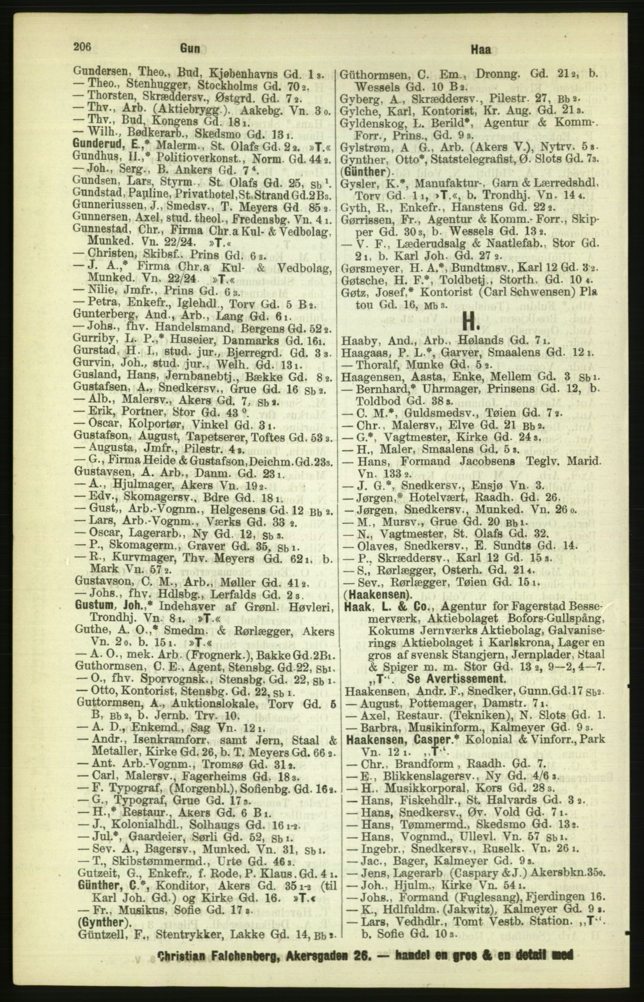 Kristiania/Oslo adressebok, PUBL/-, 1886, p. 206