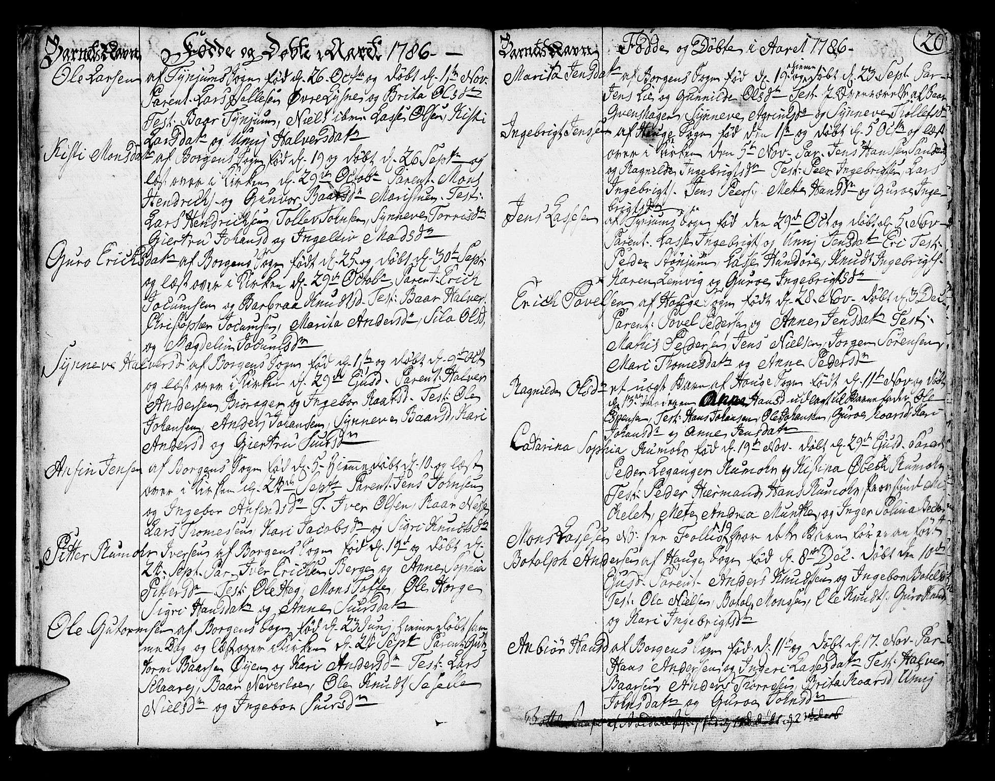 Lærdal sokneprestembete, SAB/A-81201: Parish register (official) no. A 3, 1783-1804, p. 20