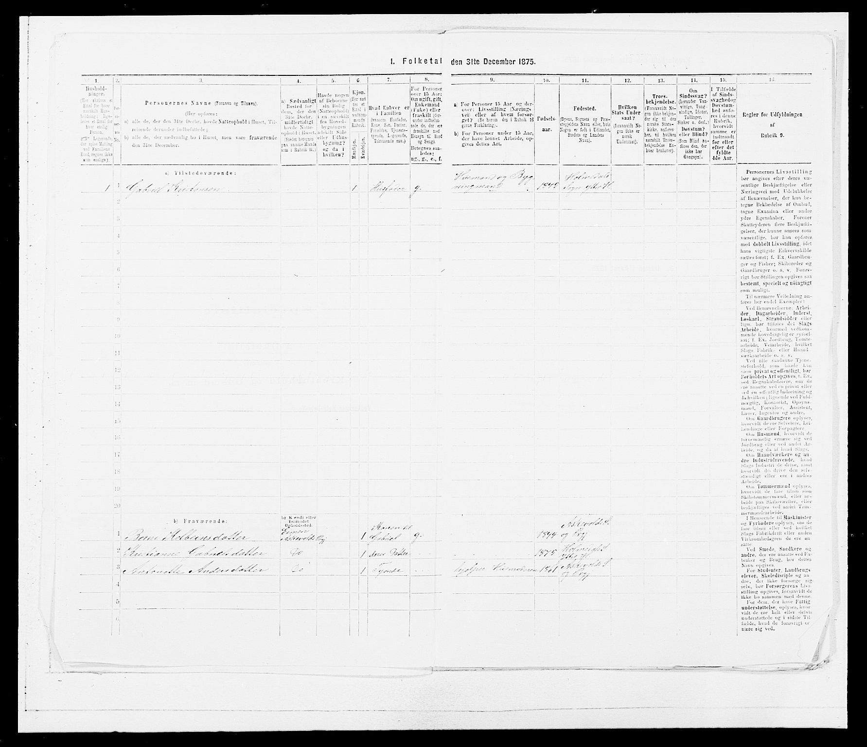 SAB, 1875 census for 1429P Ytre Holmedal, 1875, p. 393