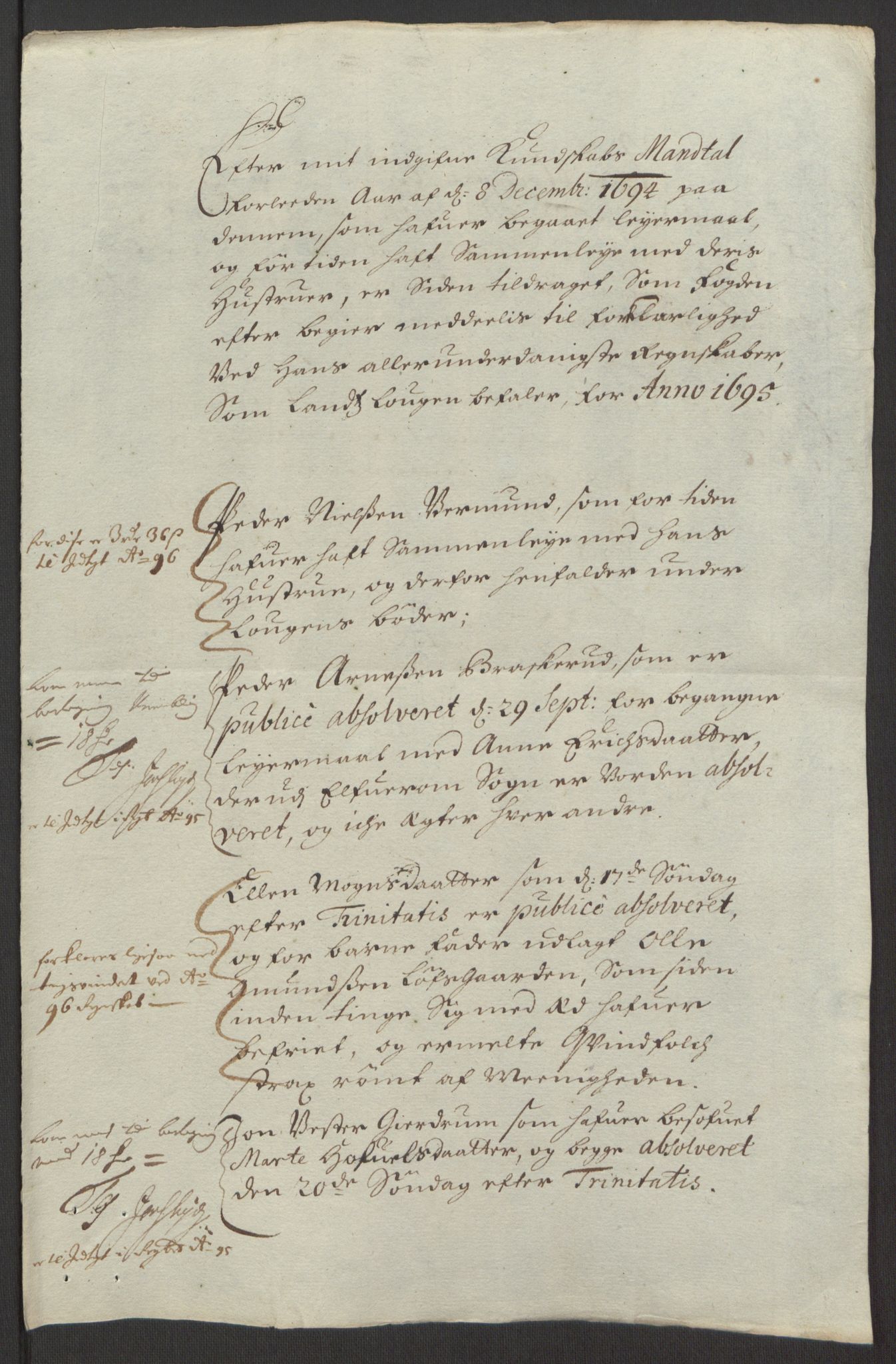 Rentekammeret inntil 1814, Reviderte regnskaper, Fogderegnskap, AV/RA-EA-4092/R13/L0833: Fogderegnskap Solør, Odal og Østerdal, 1695, p. 195