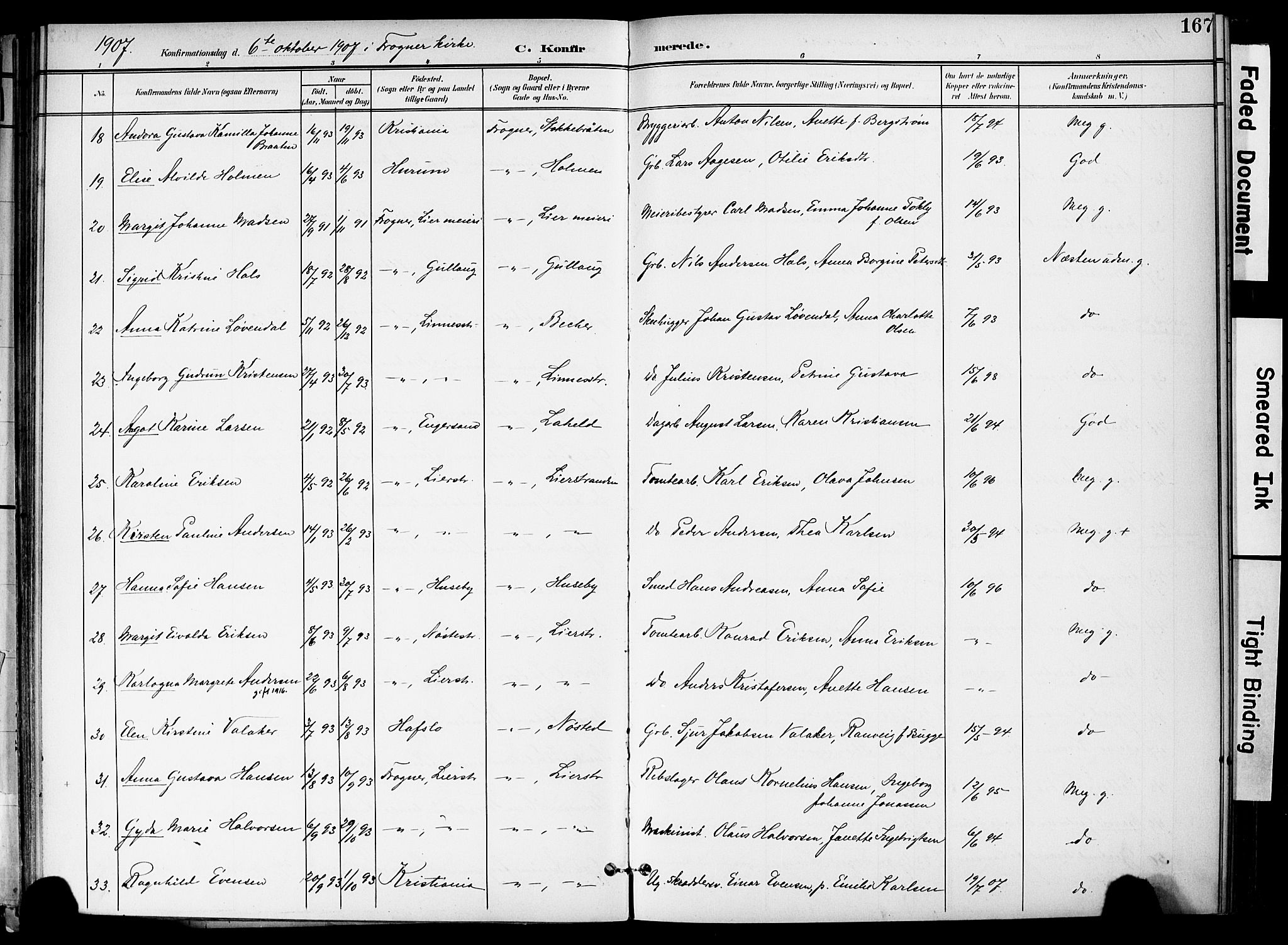 Lier kirkebøker, SAKO/A-230/F/Fa/L0017: Parish register (official) no. I 17, 1901-1908, p. 167