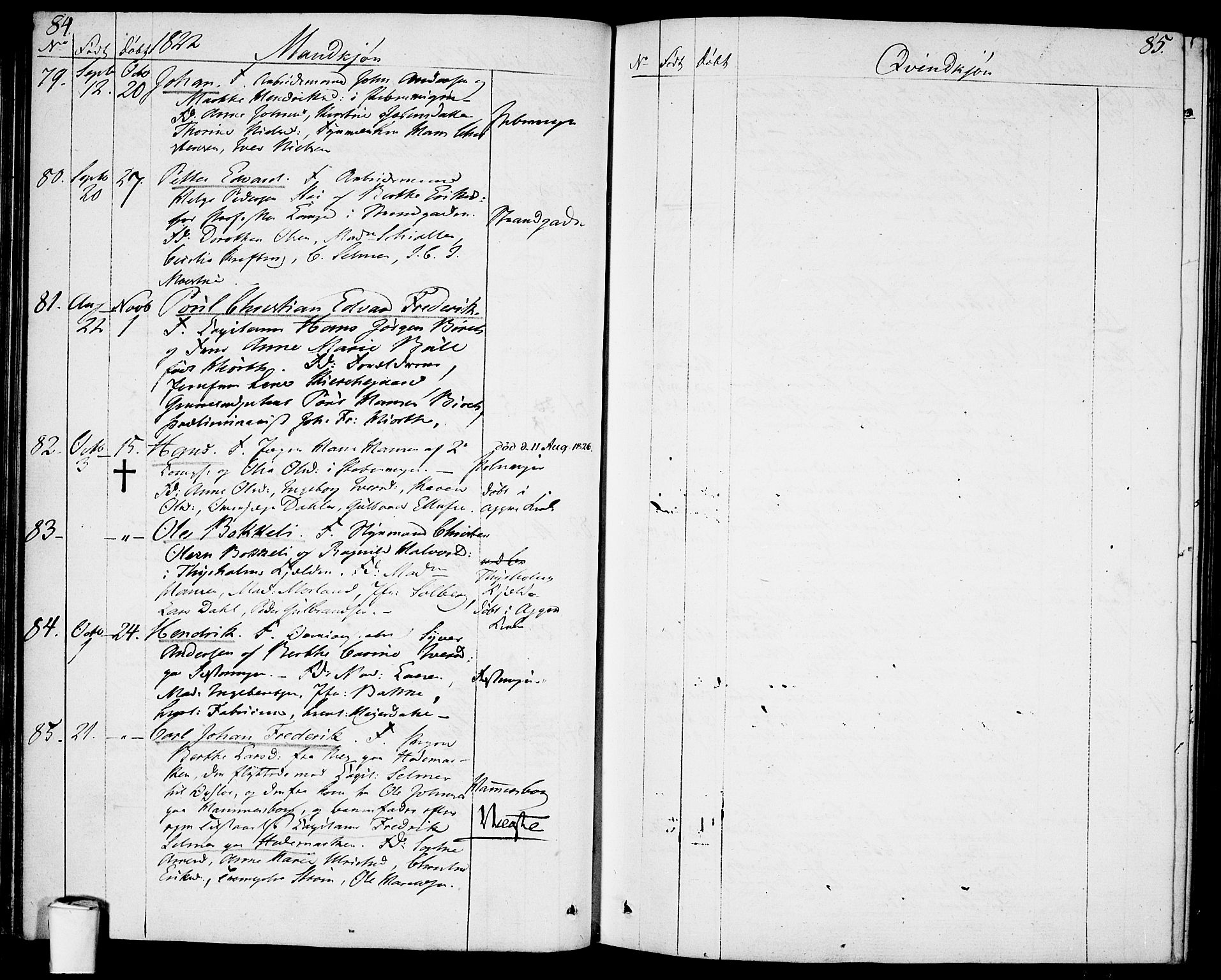 Garnisonsmenigheten Kirkebøker, SAO/A-10846/F/Fa/L0004: Parish register (official) no. 4, 1820-1828, p. 84-85