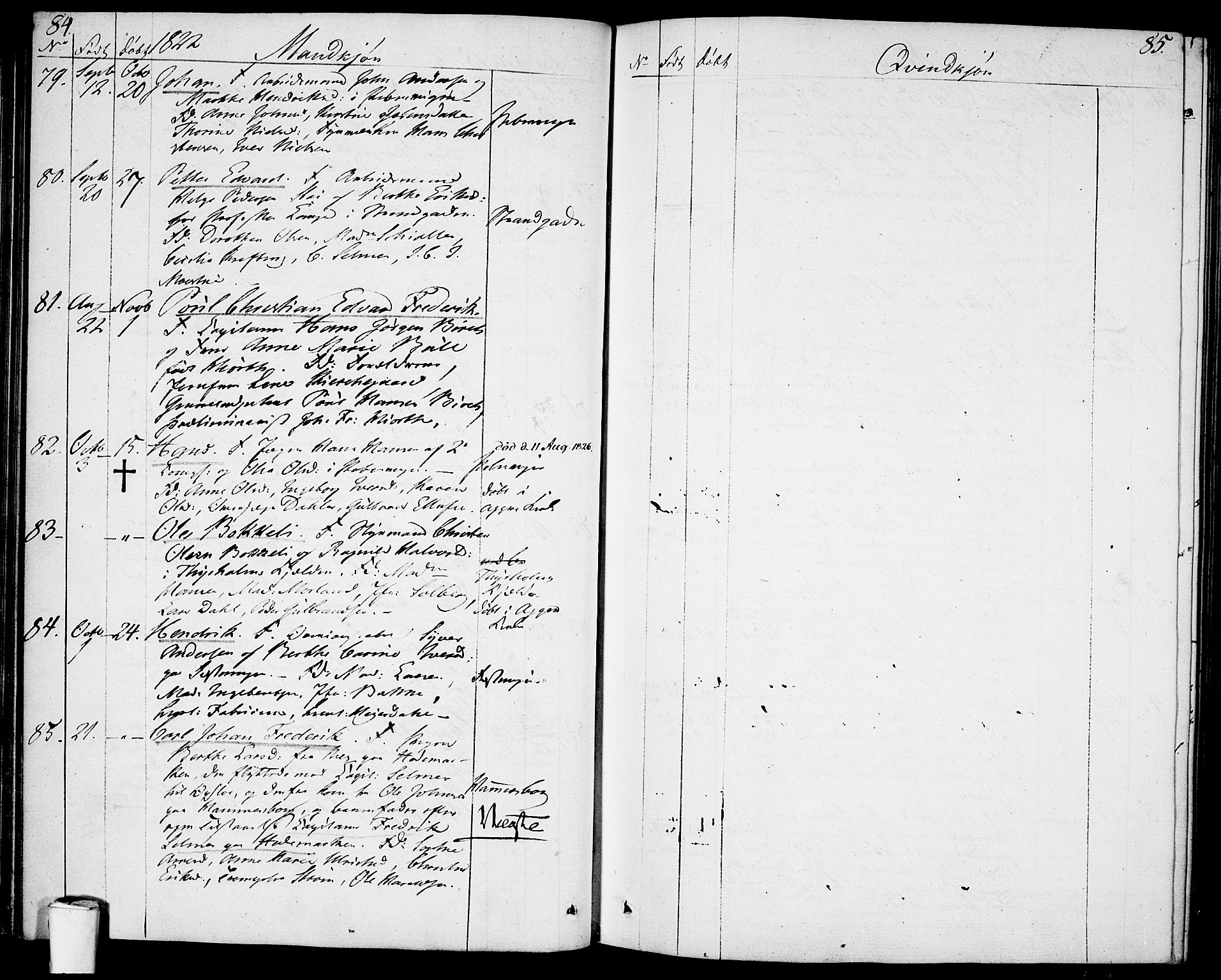 Garnisonsmenigheten Kirkebøker, AV/SAO-A-10846/F/Fa/L0004: Parish register (official) no. 4, 1820-1828, p. 84-85