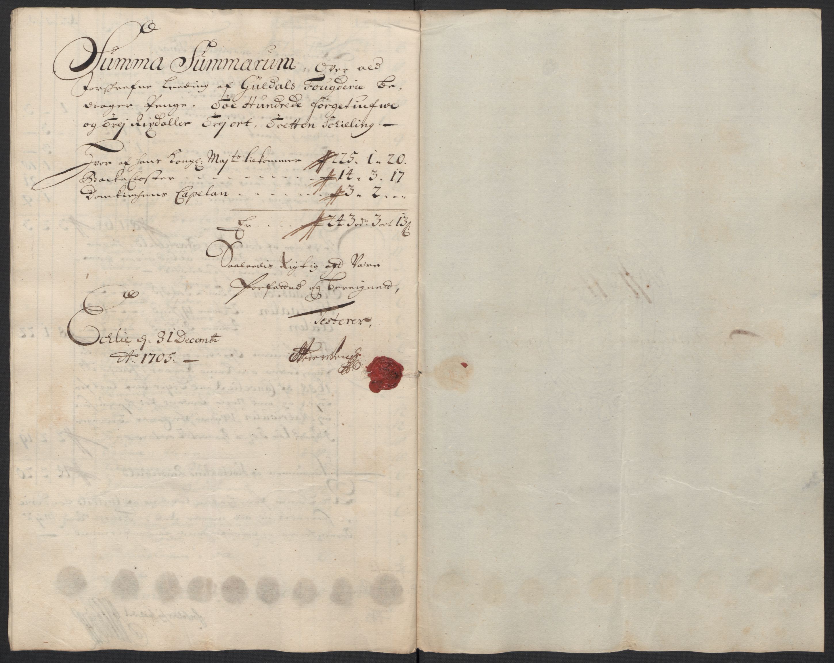 Rentekammeret inntil 1814, Reviderte regnskaper, Fogderegnskap, RA/EA-4092/R60/L3955: Fogderegnskap Orkdal og Gauldal, 1705, p. 391