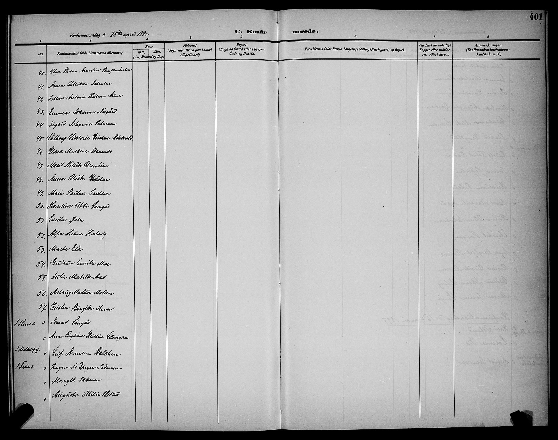 Ministerialprotokoller, klokkerbøker og fødselsregistre - Sør-Trøndelag, AV/SAT-A-1456/604/L0225: Parish register (copy) no. 604C08, 1895-1899, p. 401