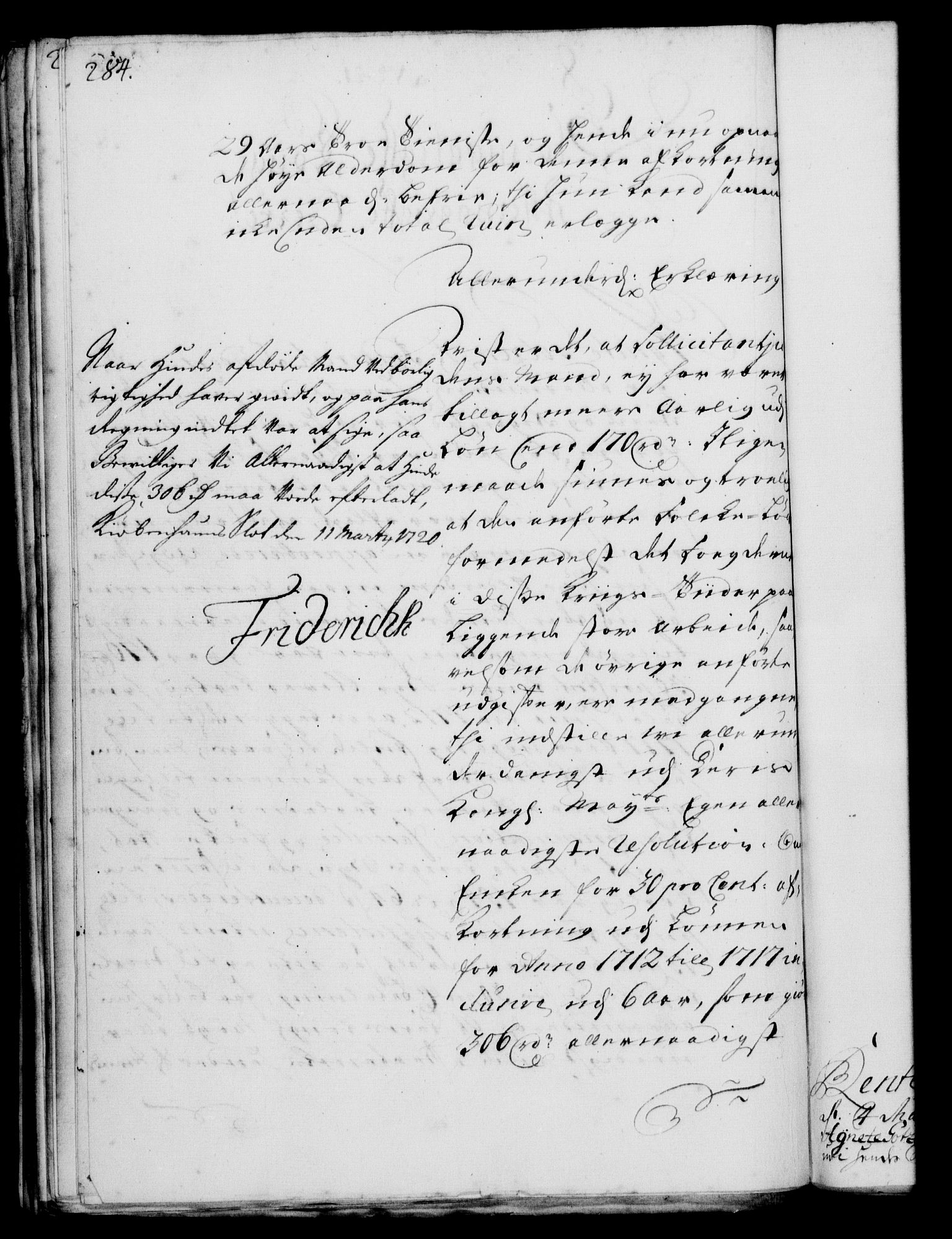 Rentekammeret, Kammerkanselliet, RA/EA-3111/G/Gf/Gfa/L0002: Norsk relasjons- og resolusjonsprotokoll (merket RK 52.2), 1720, p. 284