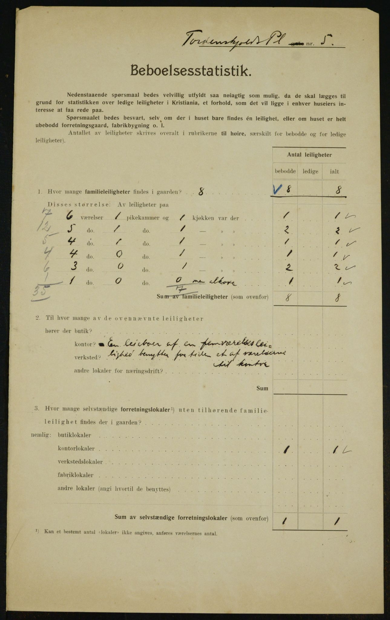 OBA, Municipal Census 1910 for Kristiania, 1910, p. 108102