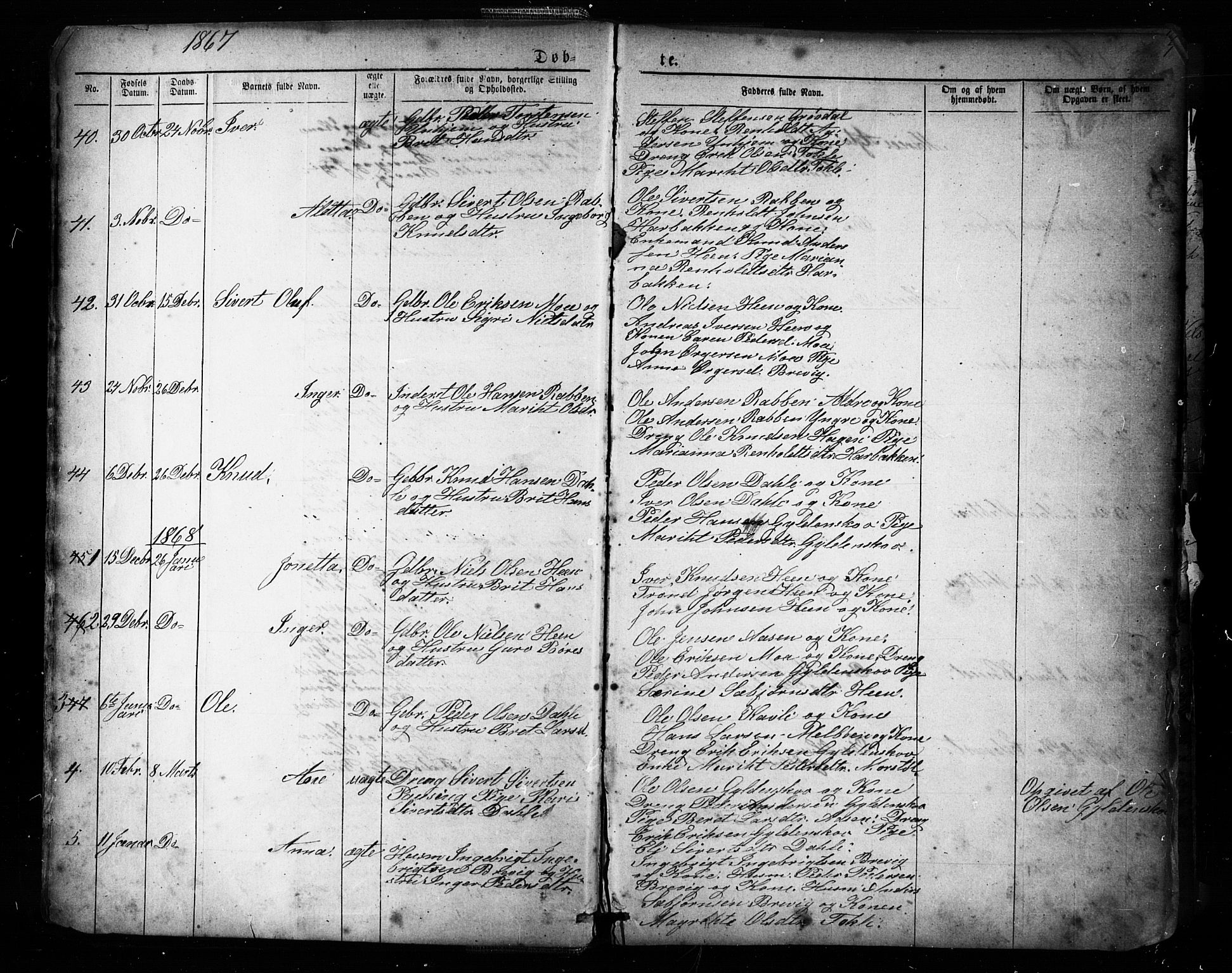 Ministerialprotokoller, klokkerbøker og fødselsregistre - Møre og Romsdal, SAT/A-1454/545/L0588: Parish register (copy) no. 545C02, 1867-1902, p. 5