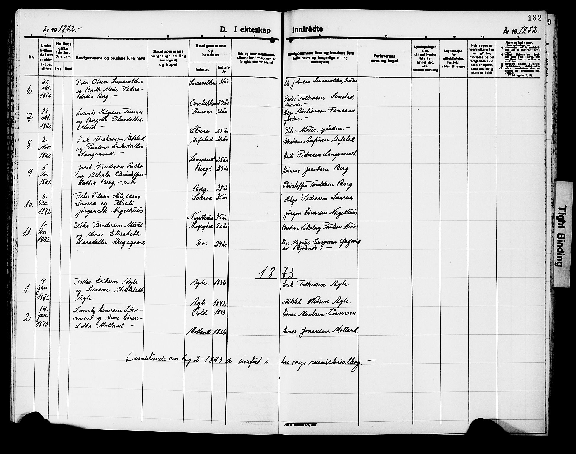 Ministerialprotokoller, klokkerbøker og fødselsregistre - Nord-Trøndelag, AV/SAT-A-1458/749/L0485: Parish register (official) no. 749D01, 1857-1872, p. 182