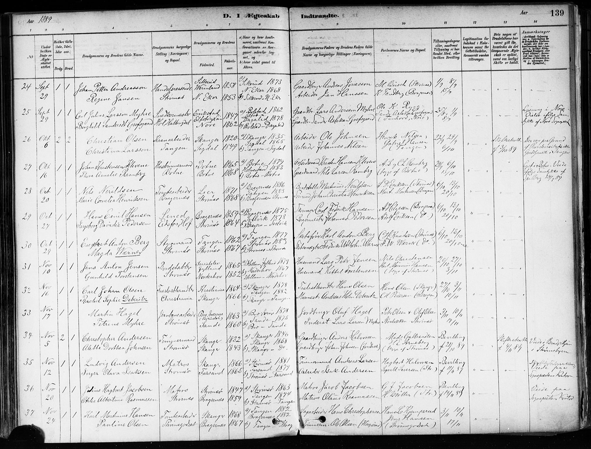 Strømsø kirkebøker, AV/SAKO-A-246/F/Fa/L0022: Parish register (official) no. I 22, 1879-1899, p. 139