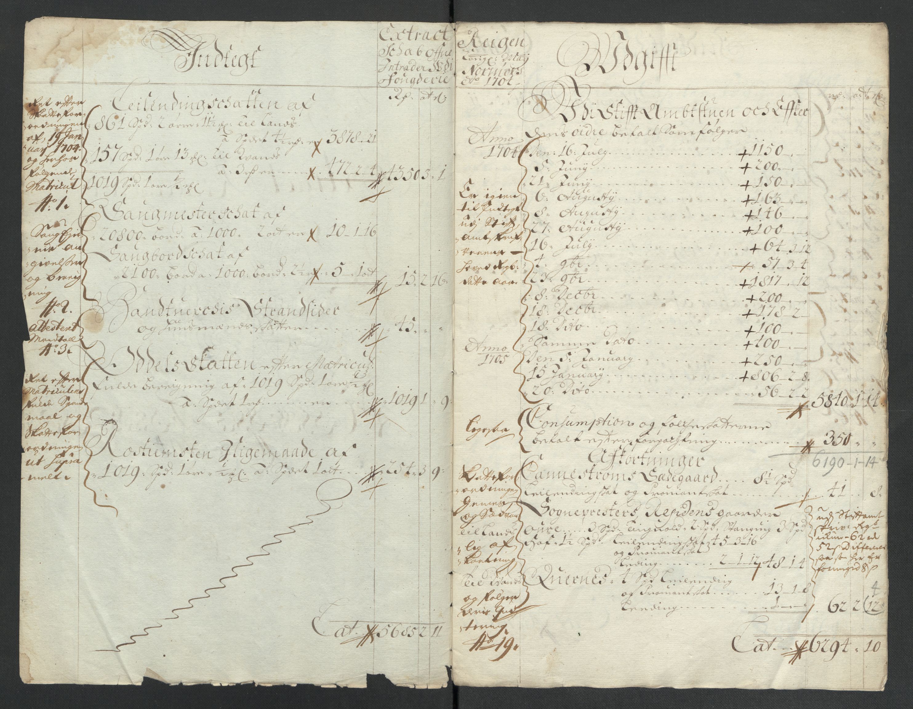 Rentekammeret inntil 1814, Reviderte regnskaper, Fogderegnskap, RA/EA-4092/R56/L3740: Fogderegnskap Nordmøre, 1703-1704, p. 199