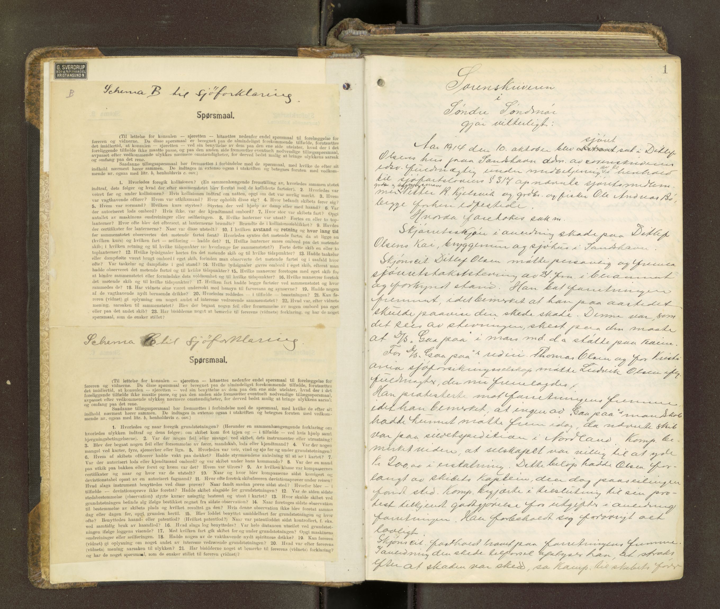 Søre Sunnmøre sorenskriveri, AV/SAT-A-4122/1/1/1B/L0013: Ekstrarettsprotokollar, 1914-1920, p. 1