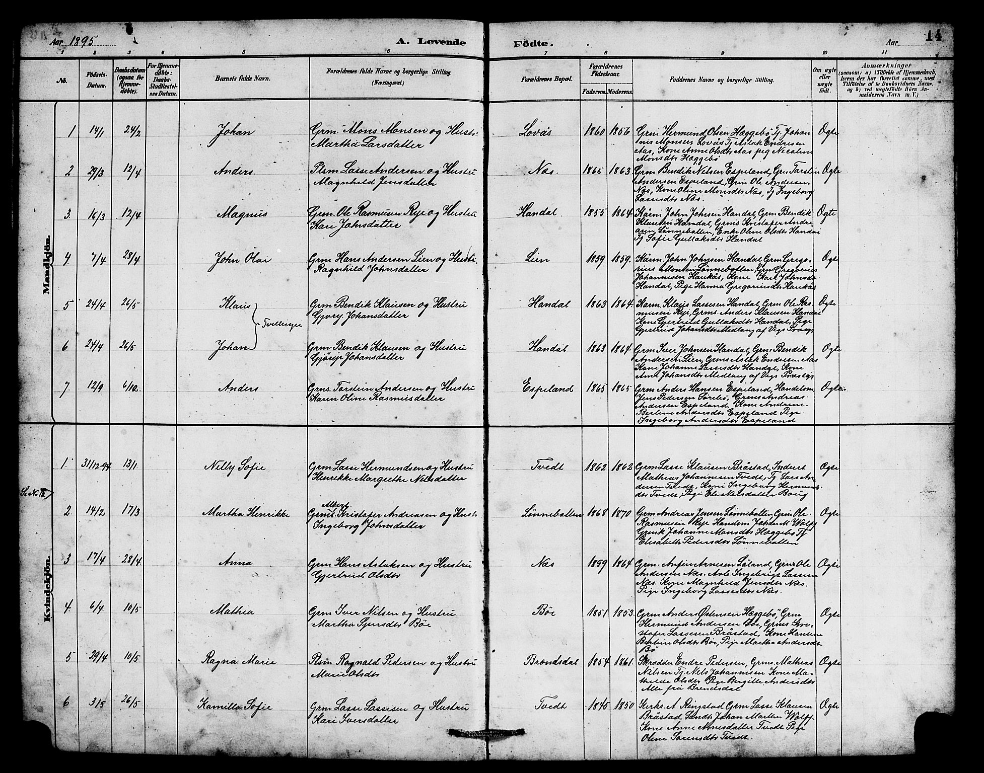 Hyllestad sokneprestembete, SAB/A-80401: Parish register (copy) no. B 2, 1889-1915, p. 14