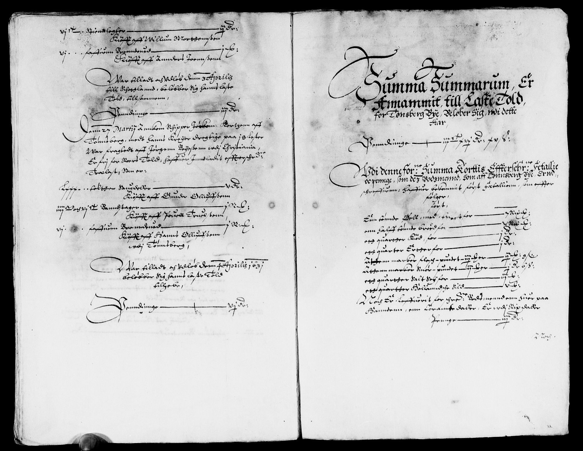 Rentekammeret inntil 1814, Reviderte regnskaper, Lensregnskaper, AV/RA-EA-5023/R/Rb/Rbo/L0011: Tønsberg len, 1629-1631