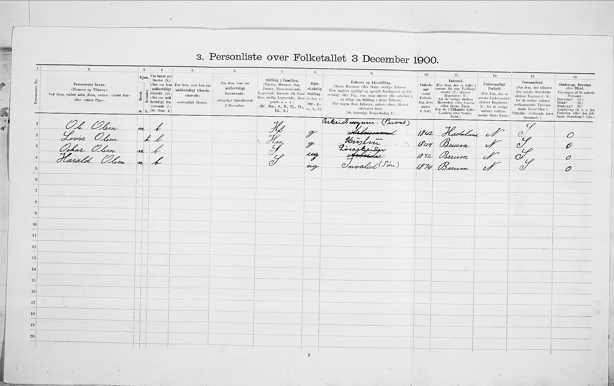 SAO, 1900 census for Kristiania, 1900, p. 79339