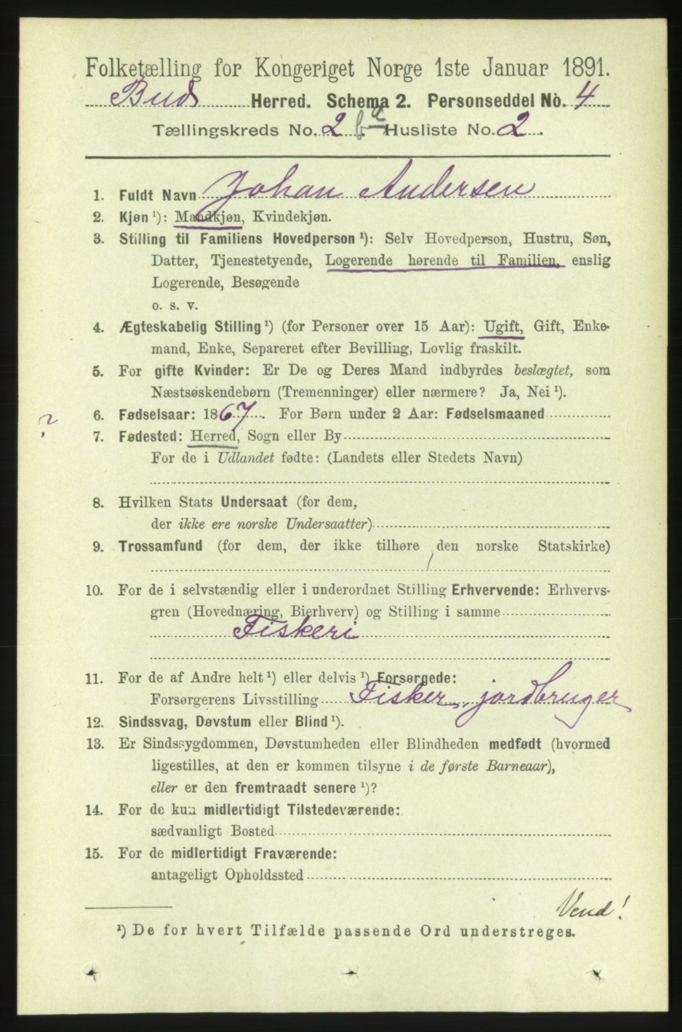 RA, 1891 census for 1549 Bud, 1891, p. 746