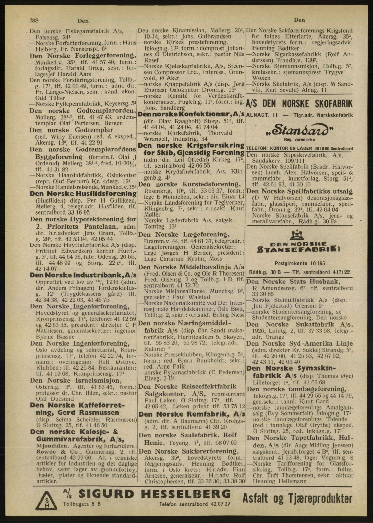 Kristiania/Oslo adressebok, PUBL/-, 1947, p. 288