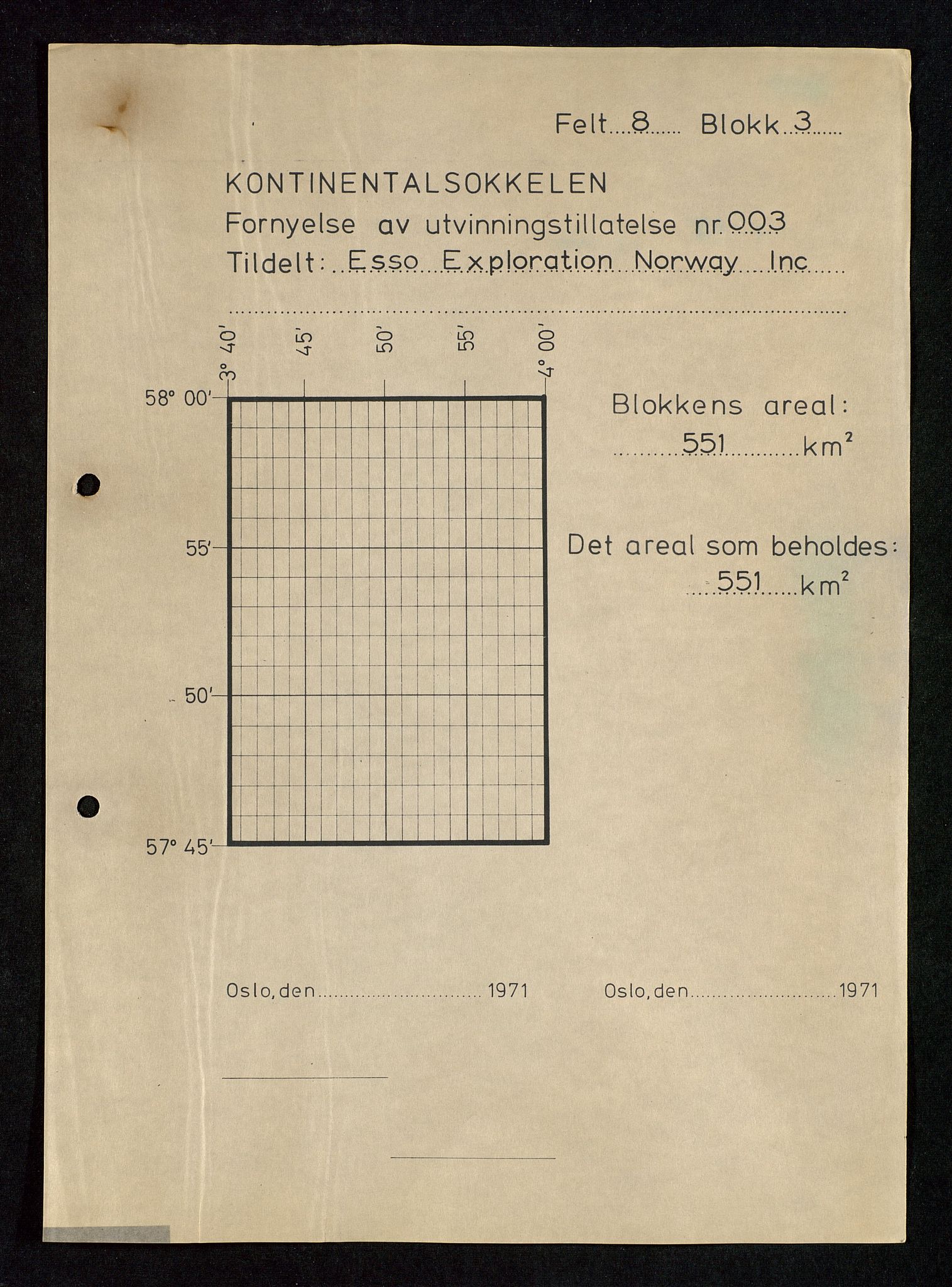 Industridepartementet, Oljekontoret, AV/SAST-A-101348/Da/L0004: Arkivnøkkel 711 - 712 Utvinningstillatelser, 1970-1971, p. 58