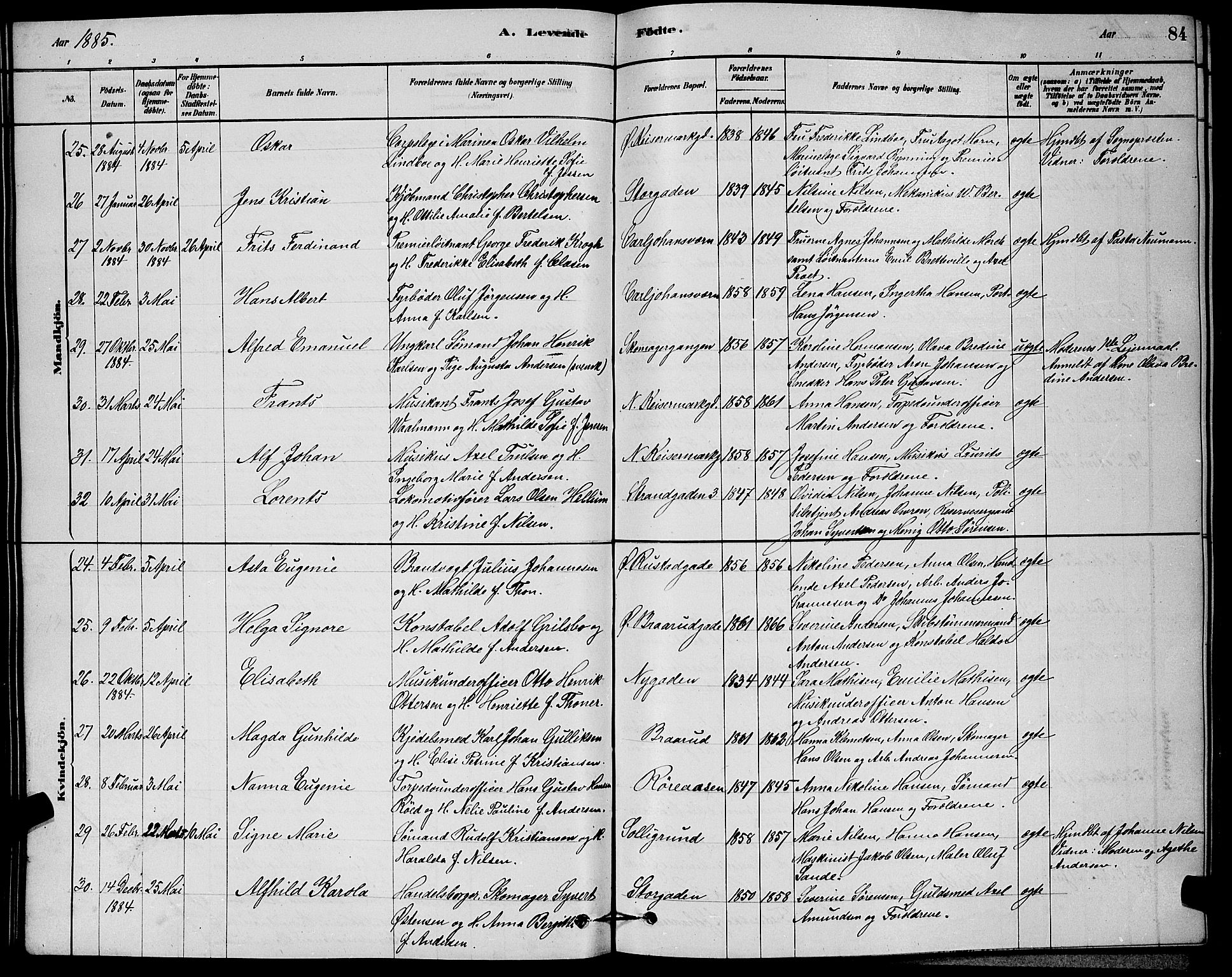 Horten kirkebøker, AV/SAKO-A-348/G/Ga/L0003: Parish register (copy) no. 4, 1878-1887, p. 84