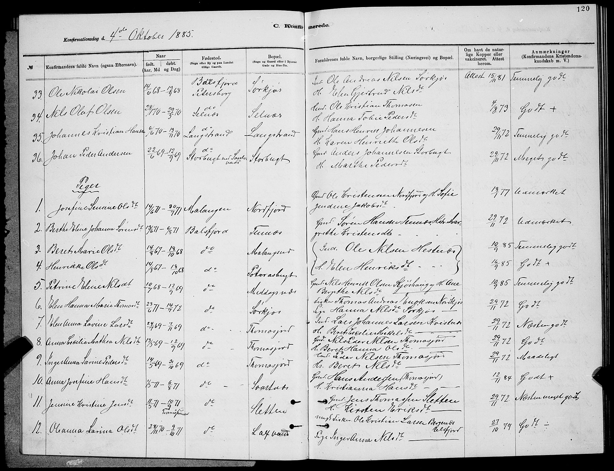 Balsfjord sokneprestembete, SATØ/S-1303/G/Ga/L0007klokker: Parish register (copy) no. 7, 1878-1889, p. 120