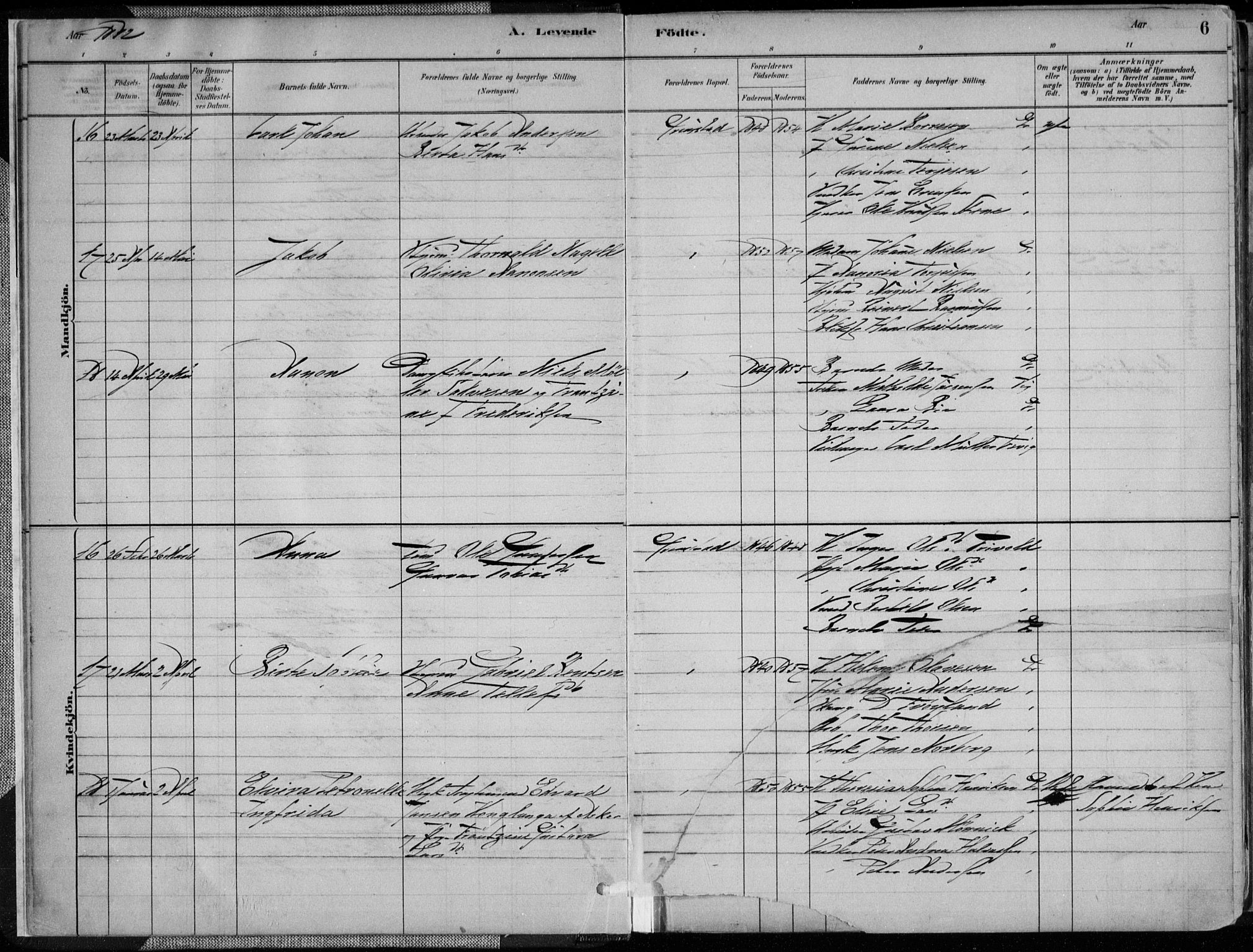 Grimstad sokneprestkontor, AV/SAK-1111-0017/F/Fa/L0003: Parish register (official) no. A 2, 1882-1912, p. 6