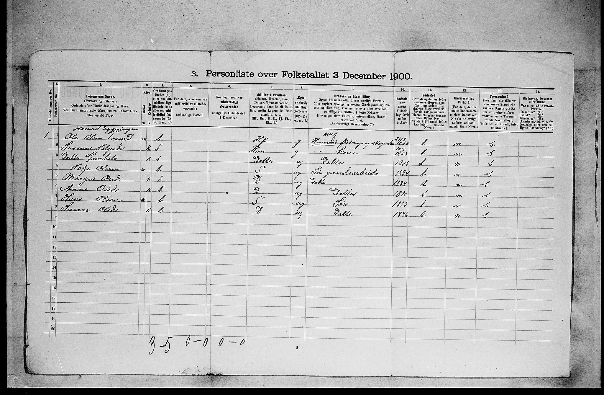SAKO, 1900 census for Tinn, 1900, p. 75