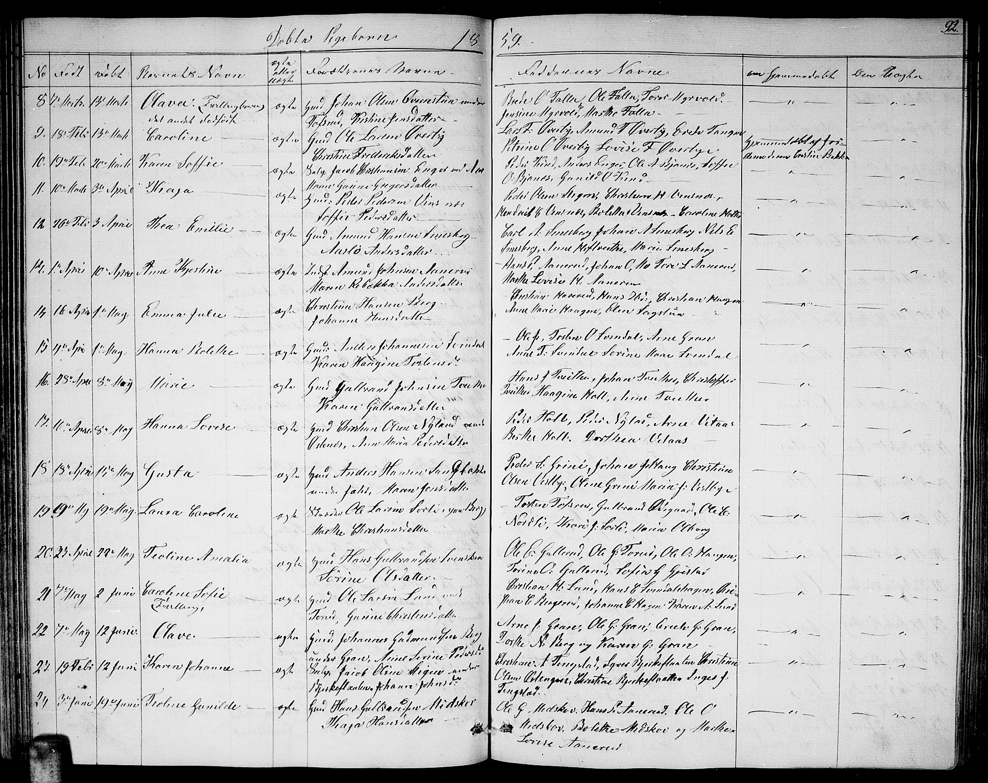 Fet prestekontor Kirkebøker, AV/SAO-A-10370a/G/Ga/L0002: Parish register (copy) no. I 2, 1843-1859, p. 92