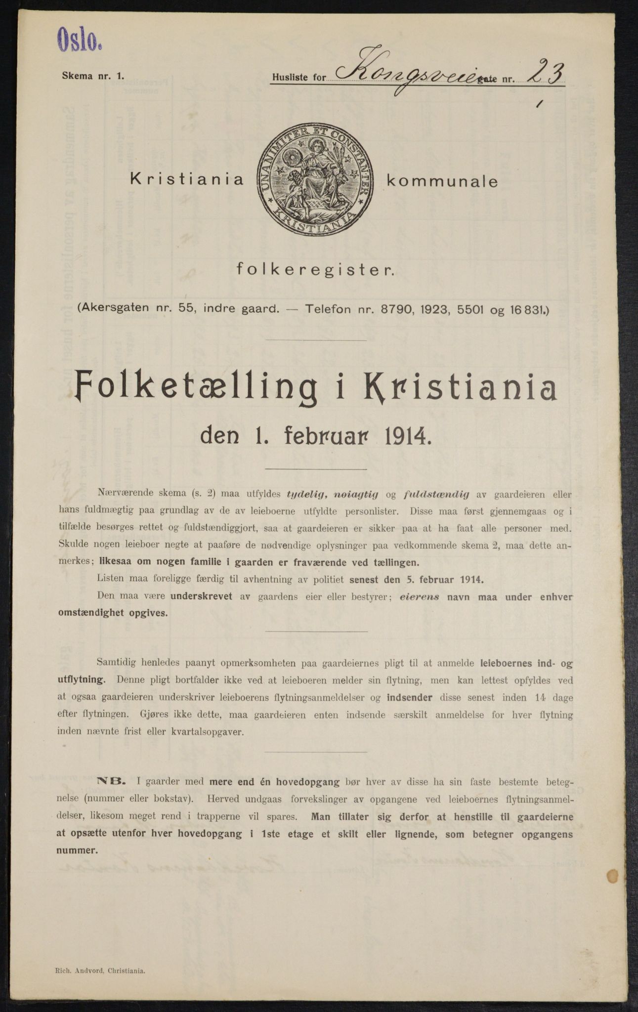 OBA, Municipal Census 1914 for Kristiania, 1914, p. 52915
