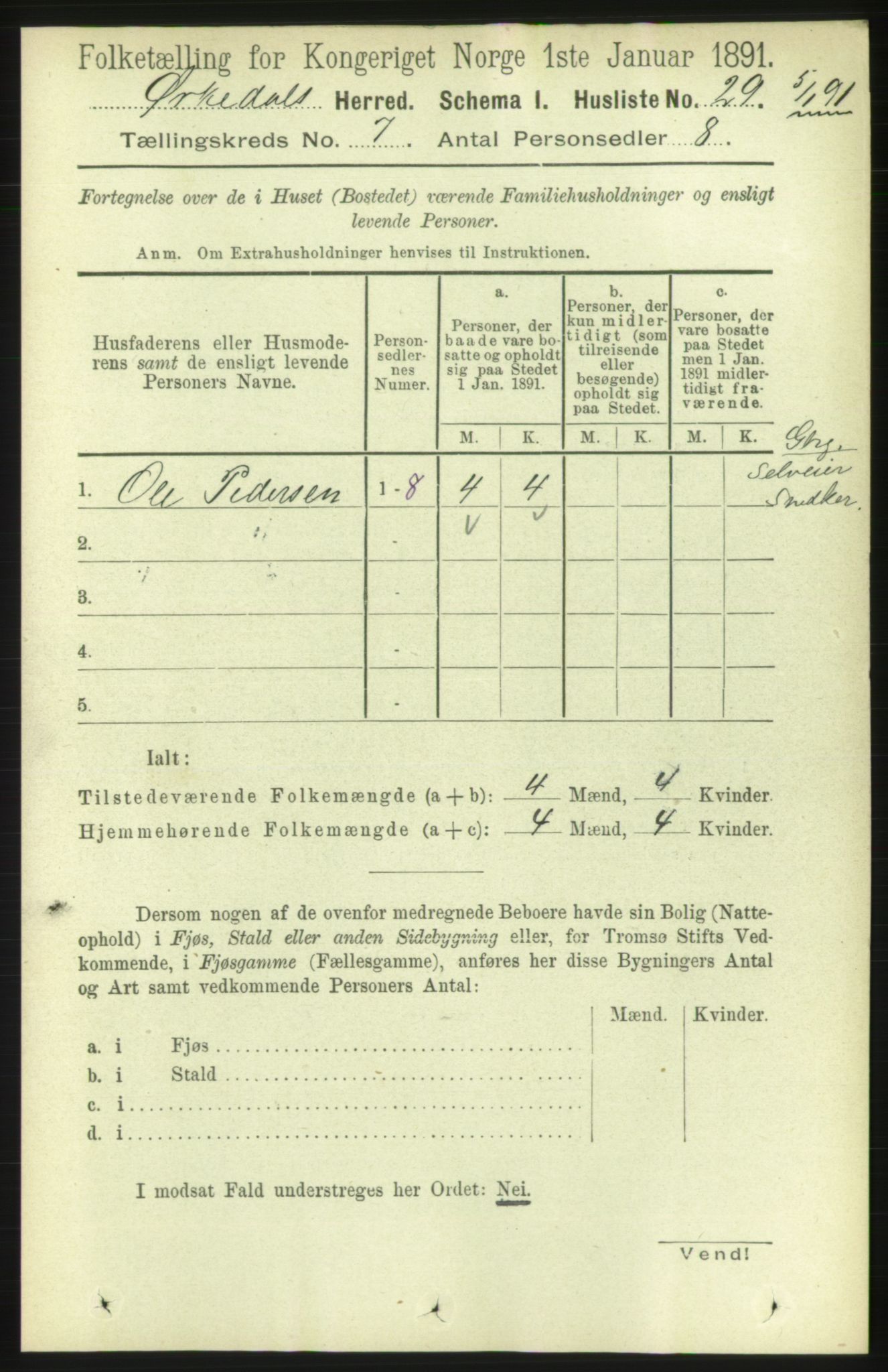 RA, 1891 census for 1638 Orkdal, 1891, p. 3390