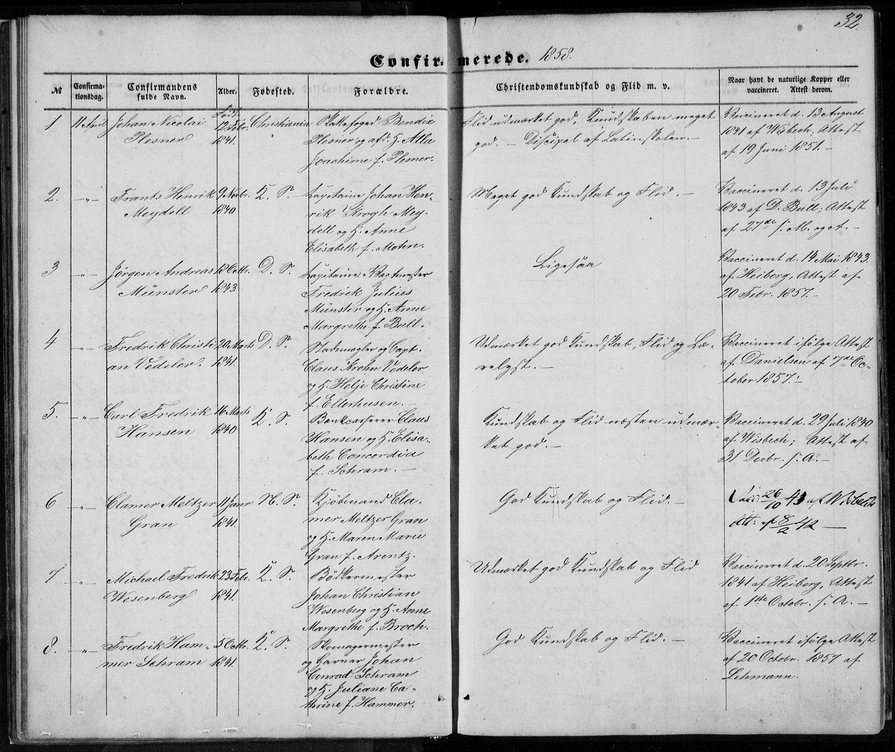 Korskirken sokneprestembete, SAB/A-76101/H/Haa/L0027: Parish register (official) no. C 3, 1854-1868, p. 32