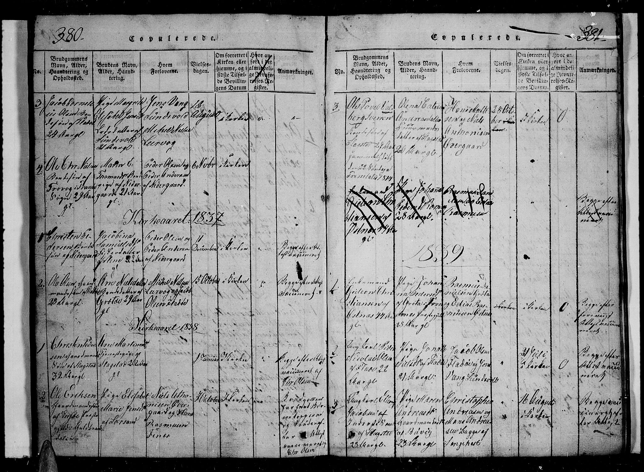 Trondenes sokneprestkontor, AV/SATØ-S-1319/H/Hb/L0004klokker: Parish register (copy) no. 4, 1821-1839, p. 380-381