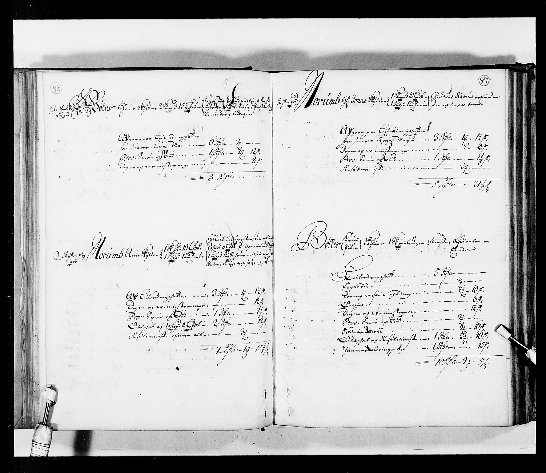 Stattholderembetet 1572-1771, AV/RA-EA-2870/Ek/L0034/0001: Jordebøker 1662-1720: / Matrikkel for Nedre Romerike, 1685, p. 96-97