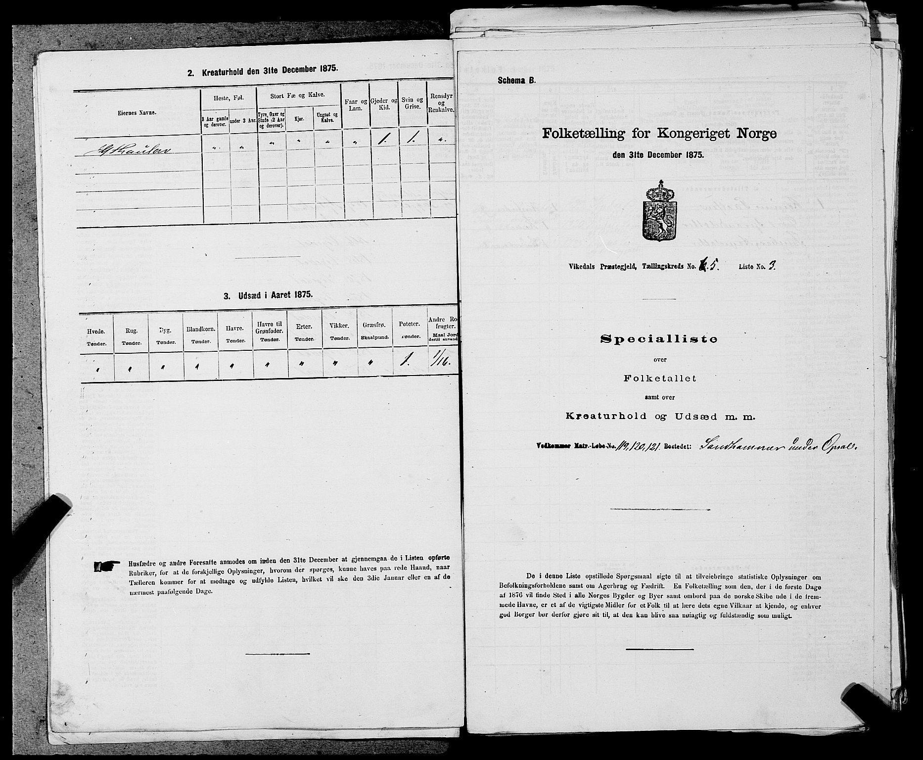 SAST, 1875 census for 1157P Vikedal, 1875, p. 539